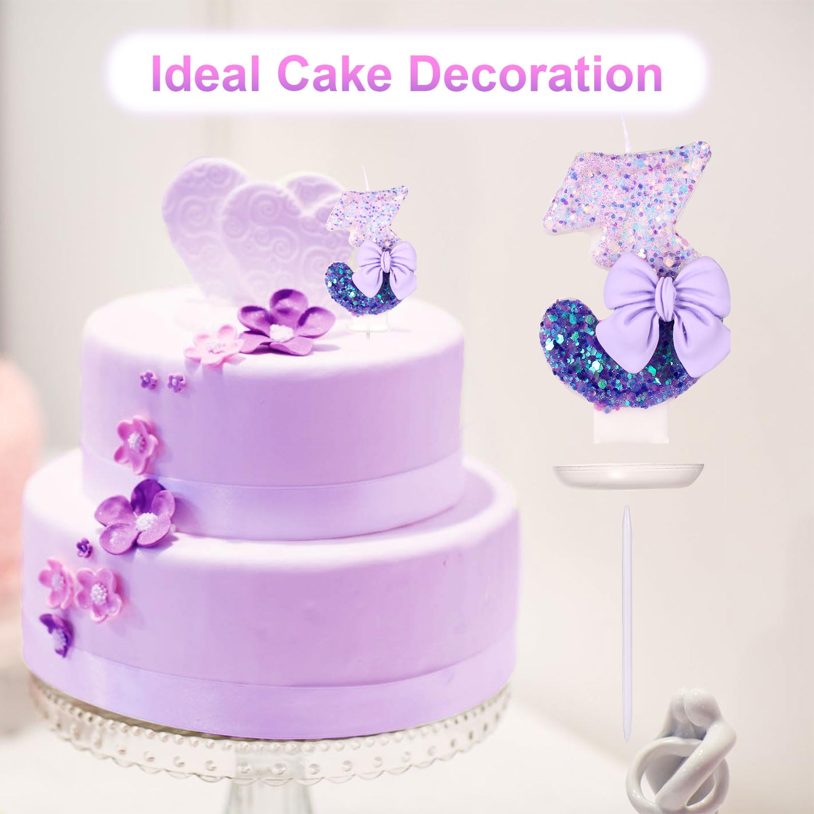 Originales Bougie Chiffre 9 | Topper Gâteau Anniversaire | Paillettes Or Et Bleu, Bday-Candle