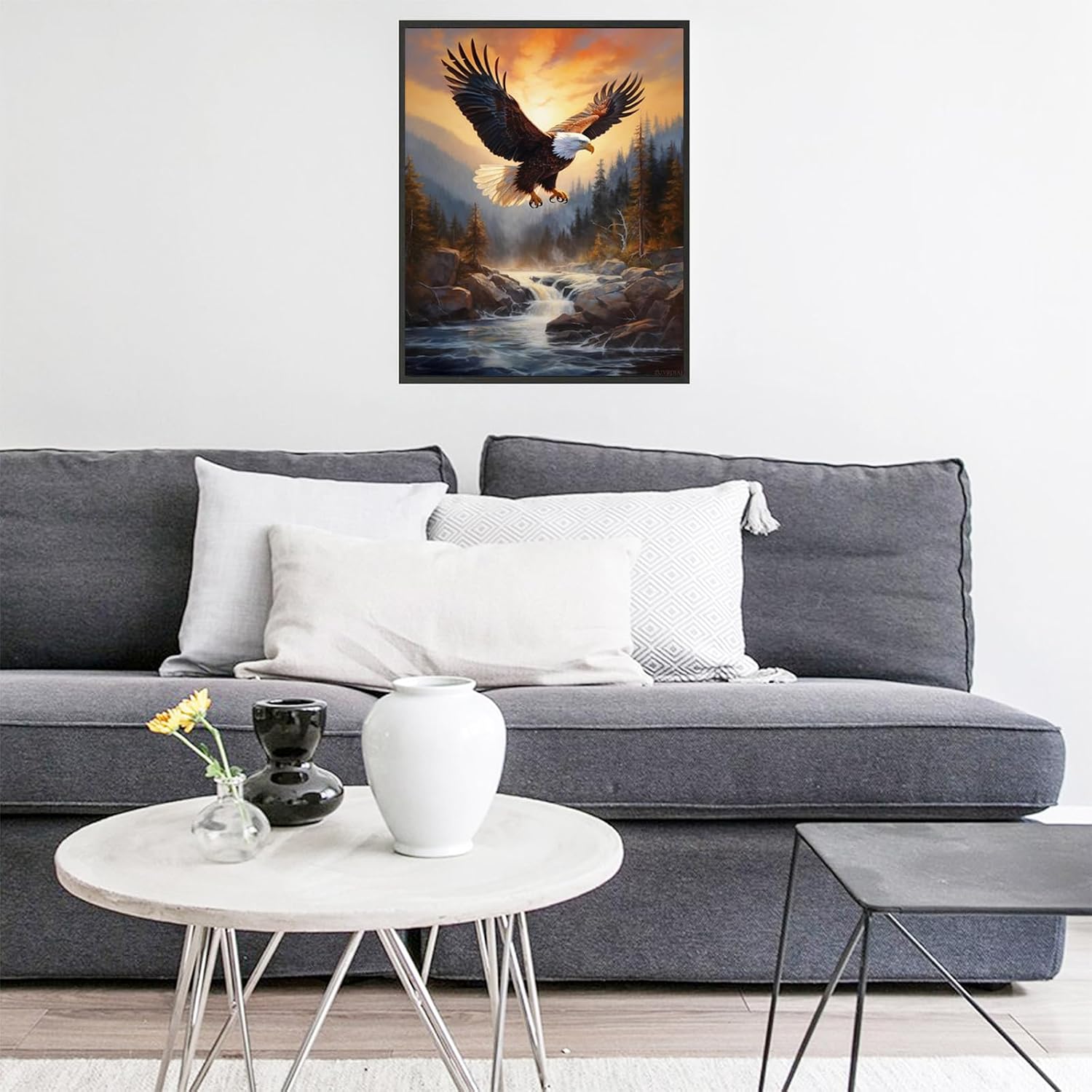 ZUVRDIAI Paint by Numbers Eagle for Adults, Acrylic Oil Painting by Numbers Kits for Beginner with Paintbrushes Brushes Art Crafts Canvas for Home Decor 16x20 inch