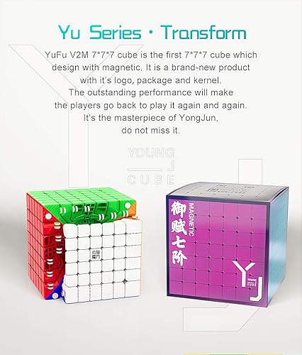 Miniatura 3 de LiangCuber Yongjun Yufu V2 M 7x7 Speed Cube YongJun YJ YuFu 2M 7x7x7 Cubo mágico magnético 2.717 in sin adhesivo (versión magnética)