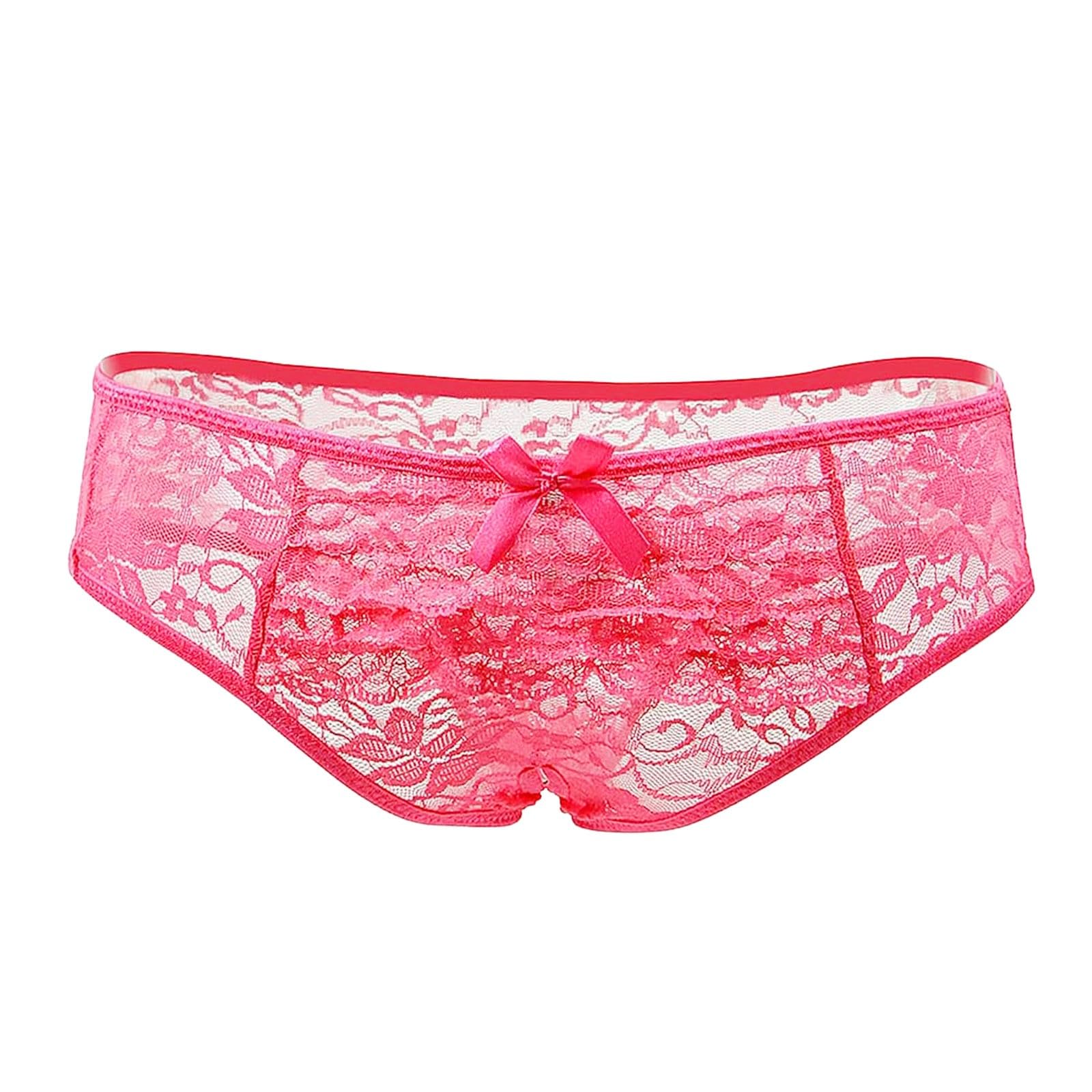 Sexy ouvert koronkowa bielizna plus size, hipsterskie stringi, majtki dla kobiet, bielizna z paskiem, seksowna bielizna 2024, różowy (hot rosa), L
