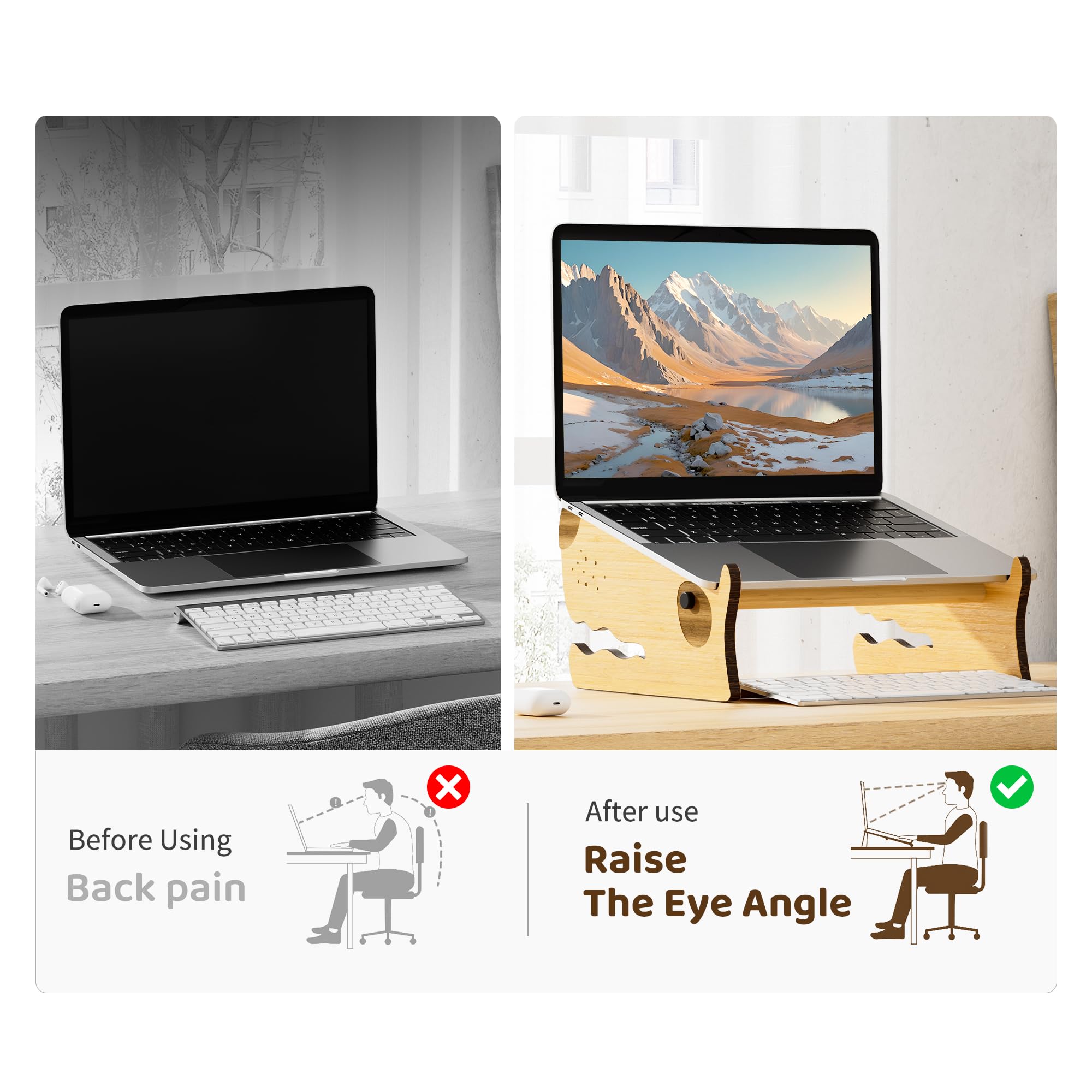 Snapklik.com : AFOOYO Laptop Stand,Puppy Bamboo Laptop Riser,Ergonomic ...
