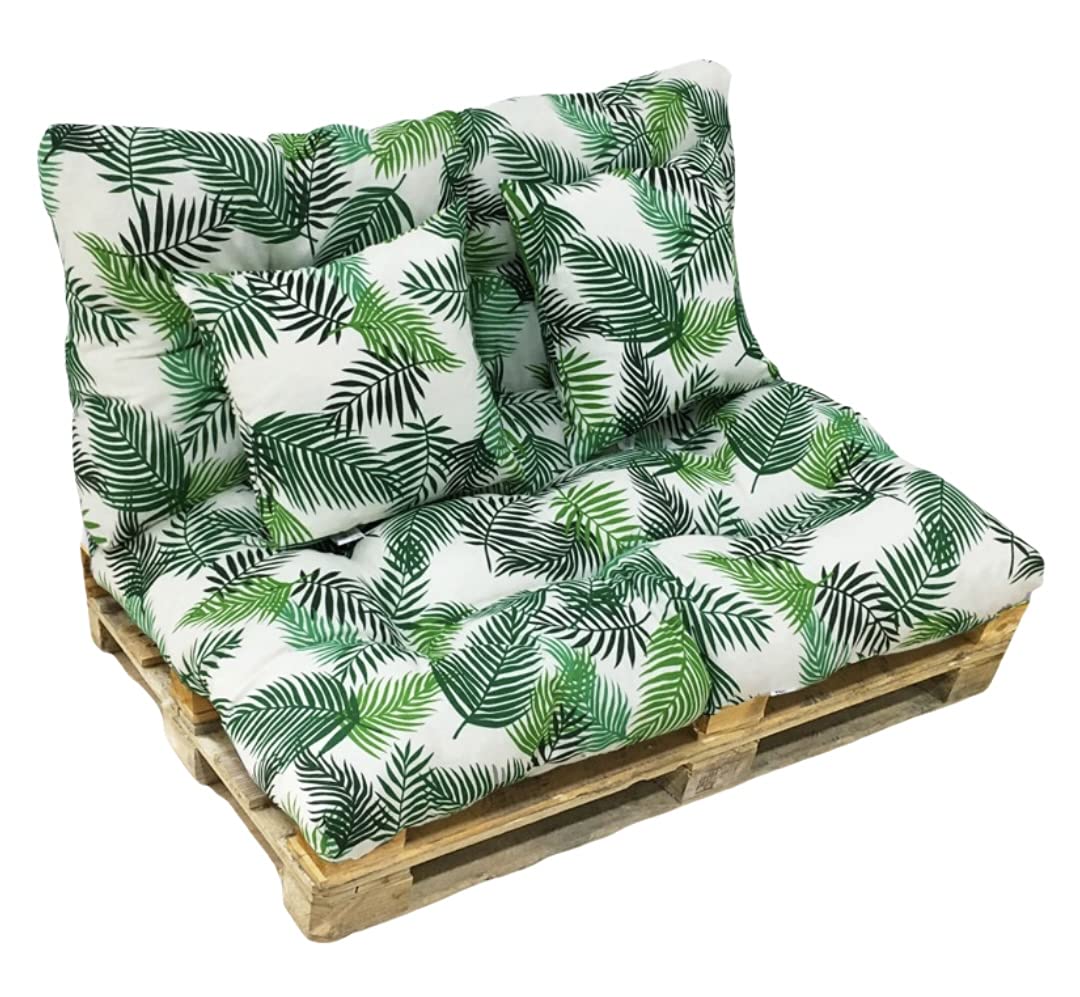 TIENDA EURASIA® Cojín para Palet 4 Piezas - Diseños Tropicales - Incluye 1 Respaldo, 1 Asiento y 2 Cojines - Cojines para Palets - Ideal para Decorar tu Terraza o Jardín (Tropical 8)