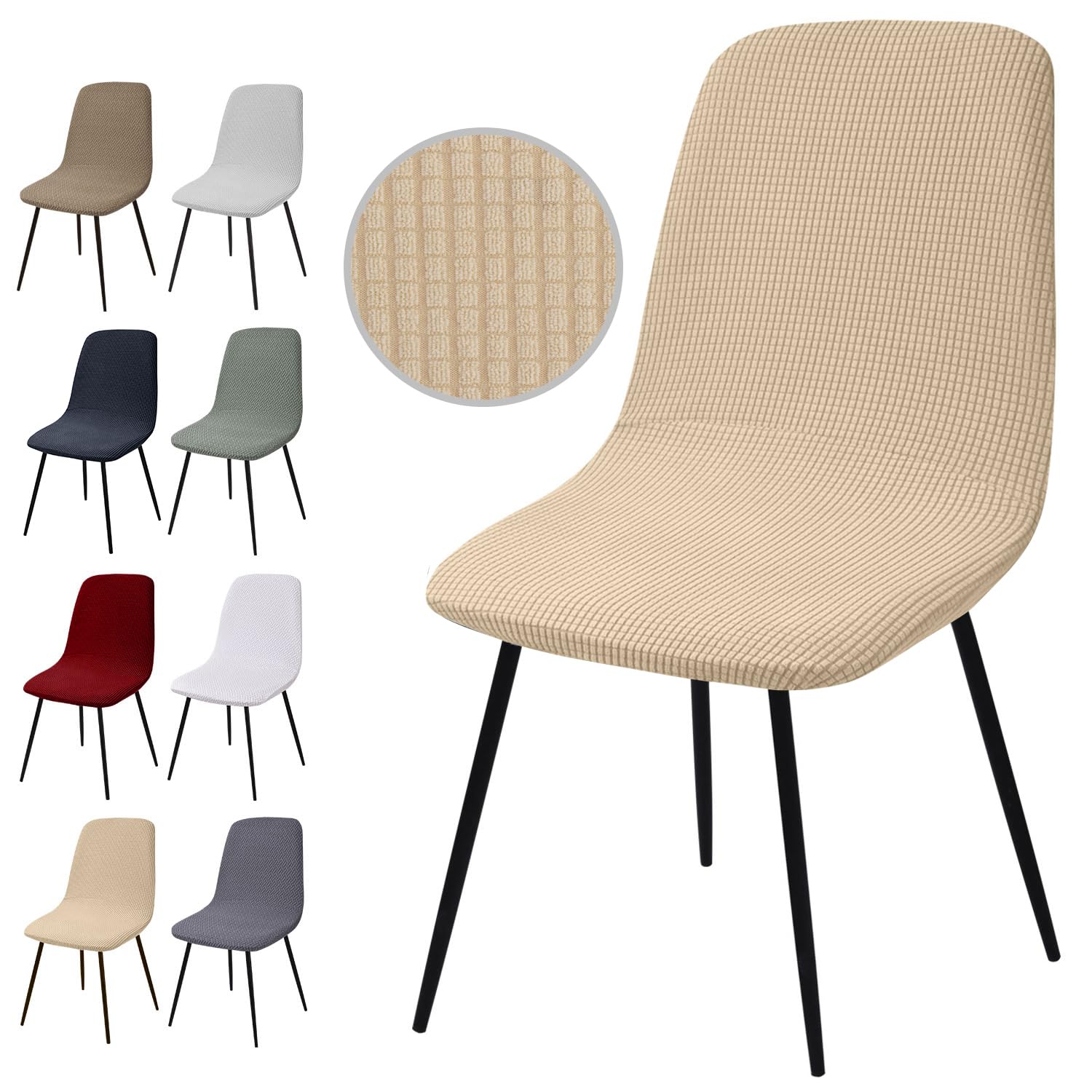 Y-Beige Housse de Chaise Extensible 4 pièces, Housse de Salle à Manger Amovible Lavables Jacquard