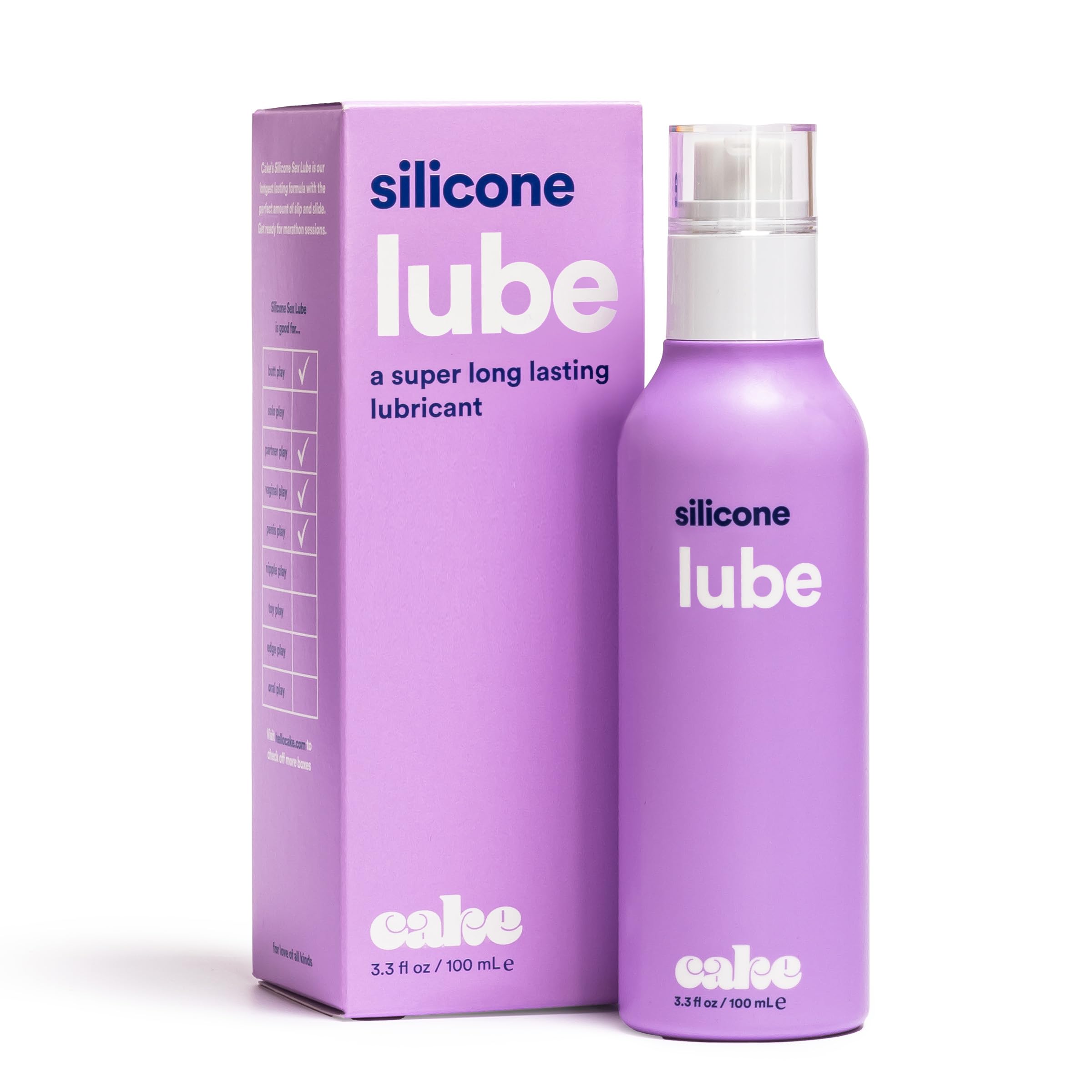 Hello Cake -Based Personal Lubricant - Hydrating, Long-Lasting, Non-Sticky, Ultra Slippery, Condom Compatible Lube for Men, Women, and Couples 3.3 fl oz: Silicone