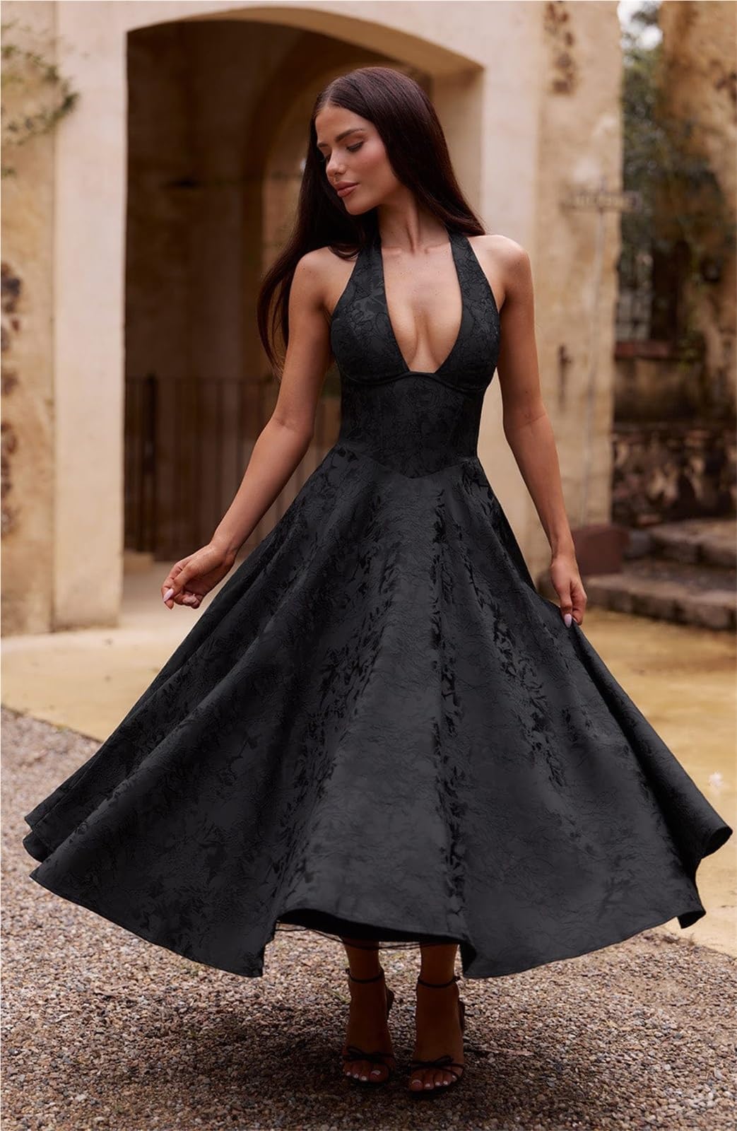 Amazon.com: LOPCSA Womens Cocktail Skater Dress,2025 Halter A Line Formal  Evening Gowns(Black,Small) : Clothing, Shoes & Jewelry