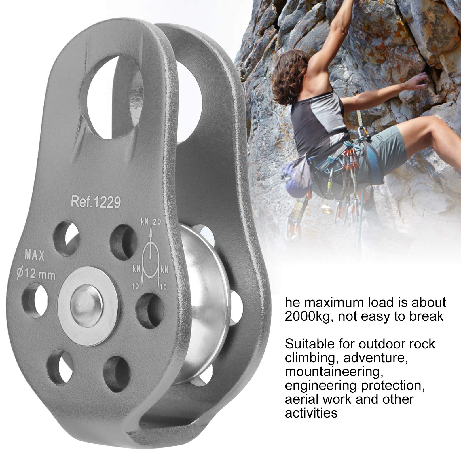 Poulie De Sécurité Escalade Fixe Simple - Poulie Déviation Aluminium 7075