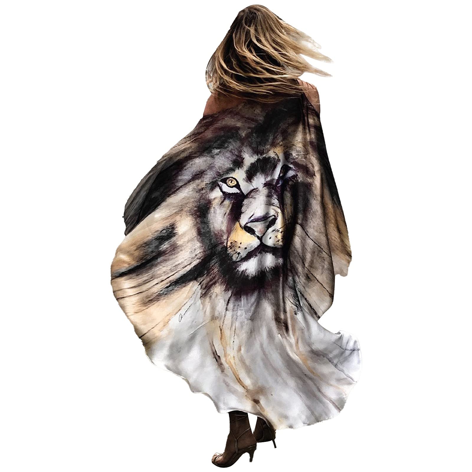 Women's Boat Neck Sloping Cold Shoulder Batwing Sleeve Caftan Dress Holiday Big Swing Print Harem Oversized Midi Dress