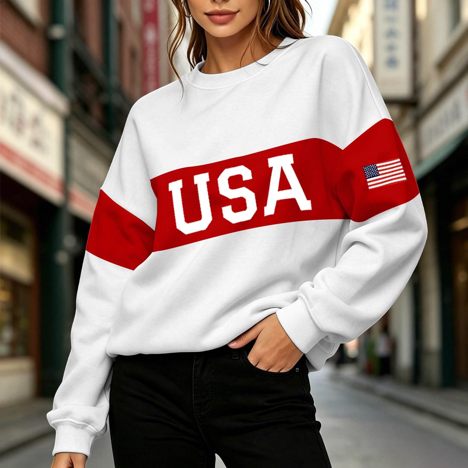 Sudadera de otoño/Invierno con Estampado de Letras, sin Capucha, Sudadera Informal de Forro Polar para Uso Diario, Elegante y cómoda, Mujer, Look Moderno