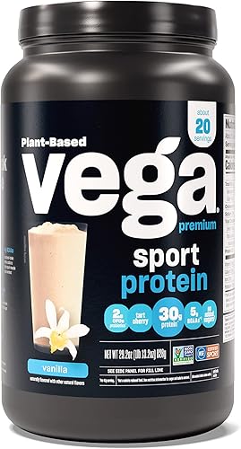 Miniatura 2 de Vega Proteína deportiva premium de vainilla en polvo, vegano, sin OMG y estimulante deportivo para preentrenamiento, limonada de fresa, polvo para