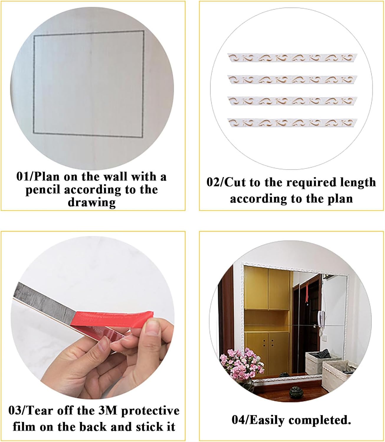 Flexible Modelling Crown Mouldings Trim,Peel and Stick Moulding Trim,Home Artistic Decorate,for Walls Edges, Borders, Window Frames, Backsplash Tiles, 5M,2 Roll(Color:J)