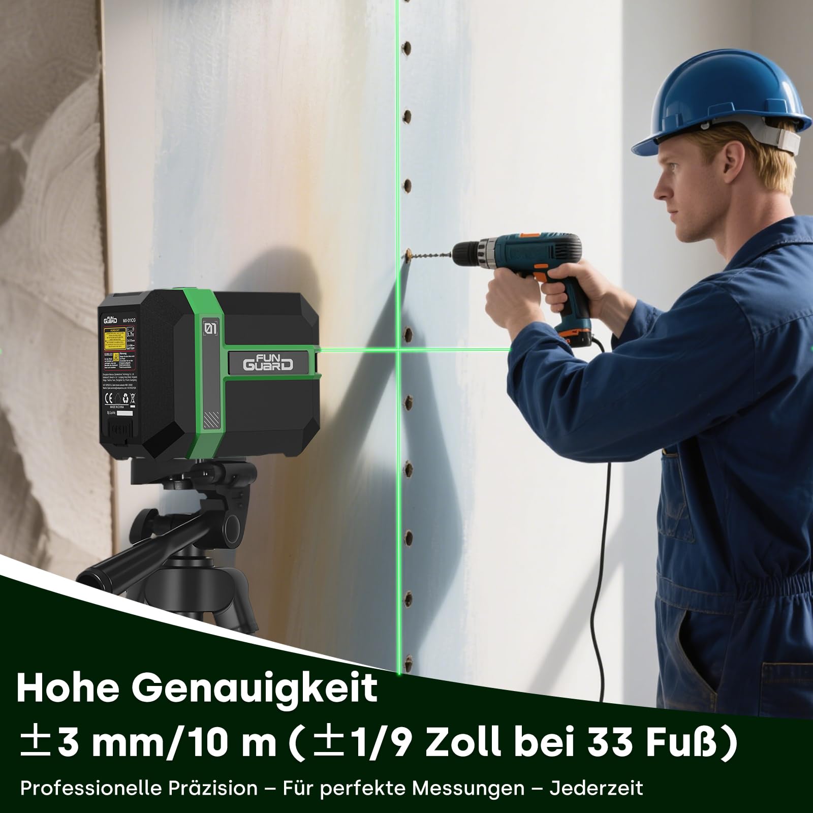 Laser Wasserwaage mit Stativ, Selbstnivellierend, Wiederaufladbar