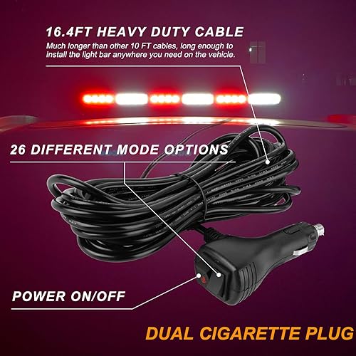 Miniatura 6 de ASPL - Barra de luz estroboscópica de 75 cm, 54 LED, doble cara, intermitente, de alta intensidad, luz estroboscópica con base magnética para