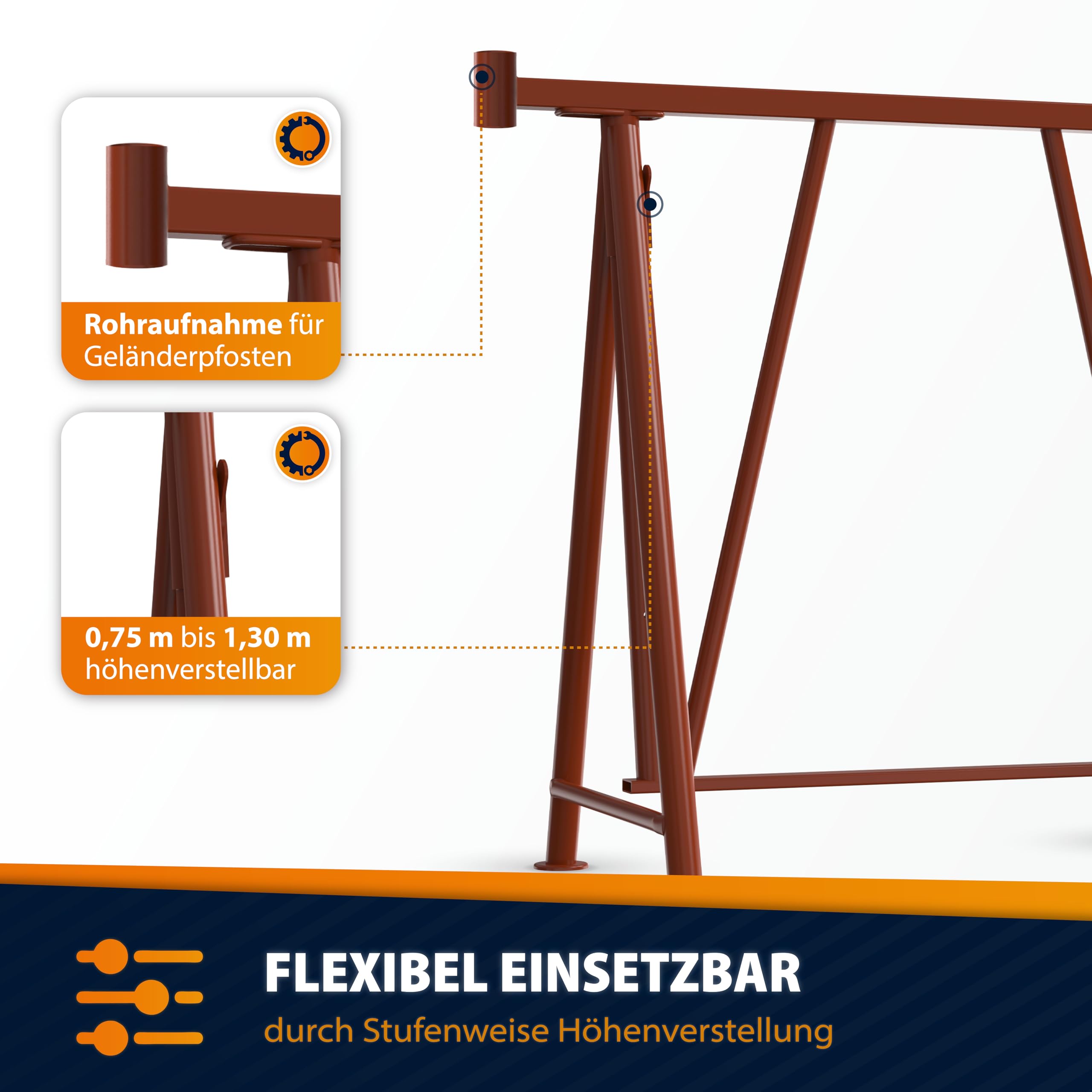 SCHAKE Arbeitsbock [1,5t Tragkraft] Arbeitsböcke klappbar - Faltgerüstbock Compakt S Gr.1 (10121S) - Böcke höhenverstellbar - Klappbock & Montagebock - Unterstellbock höhenverstellbar
