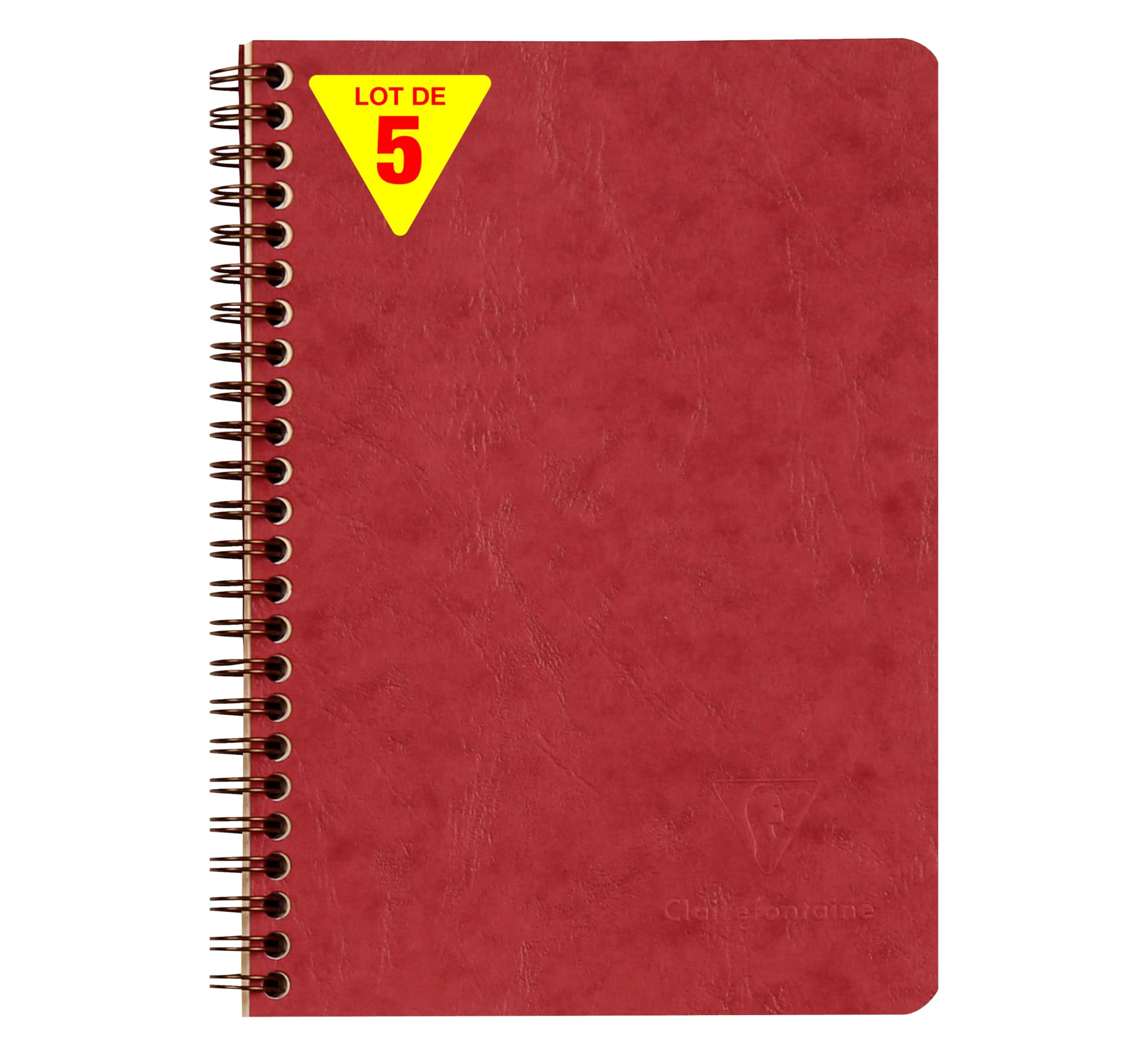 Clairefontaine 785662CPack A Pack of 5 Red Age Bag Pocket Notebooks - A5 14.8x21cm - 120 Detachable Pages + 3 Dividers w/ Storage Pockets - Leather Card Covers