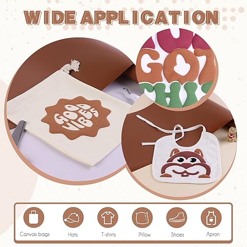 Miniatura 6 de Tintnut Rollo de vinilo de transferencia de calor de 10 pulgadas x 6 pies, rollo de transferencia de calor 3D beige francés de transferencia de