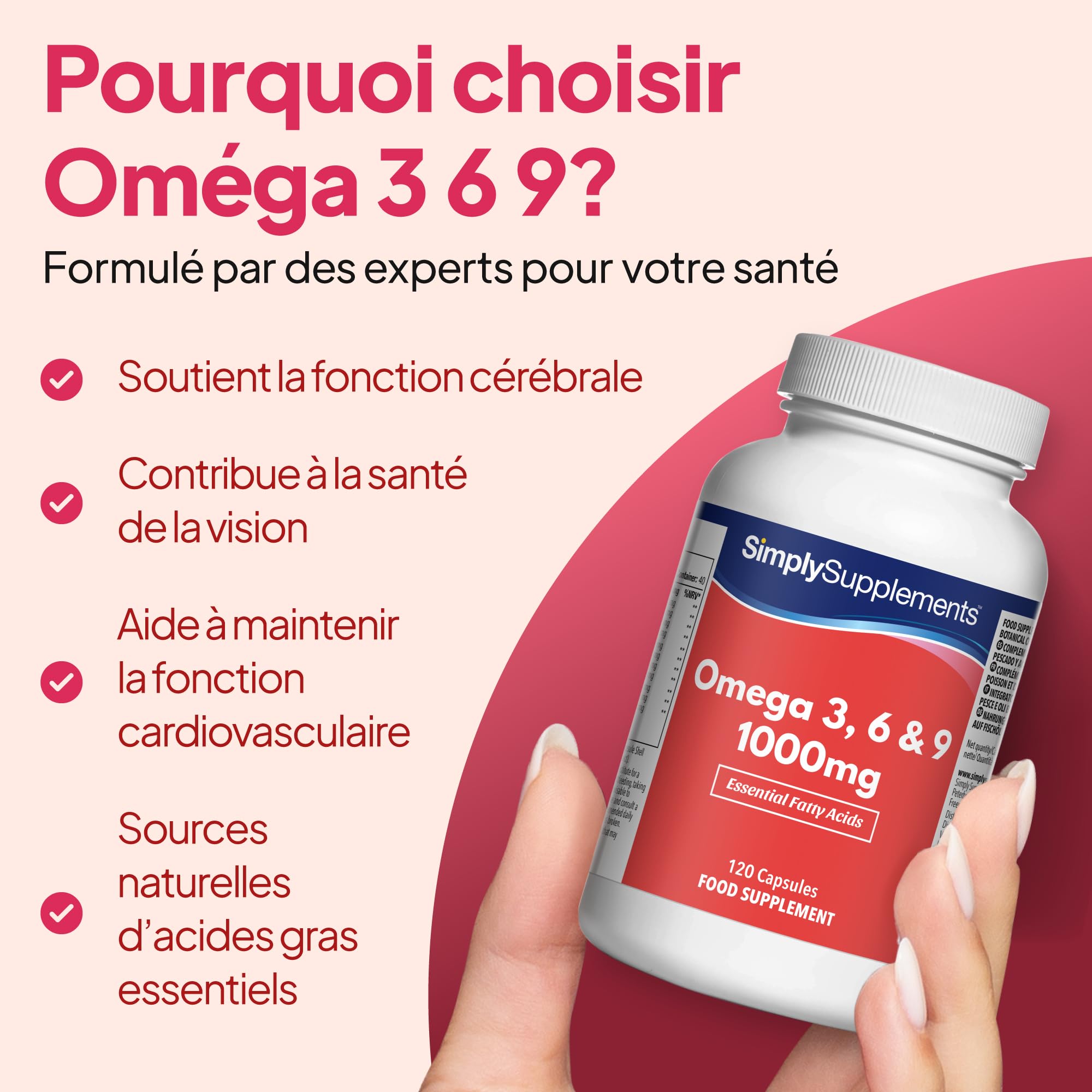 Oméga 3-6-9 1000mg | Huile de Poisson Pure + Lin & Tournesol | Santé du Cœur, Cerveau & Vision | 240 Gélules = 80 Jours | Acides Gras Essentiels | Fabriqué au UK | Qualité Premium & Certifié GMP