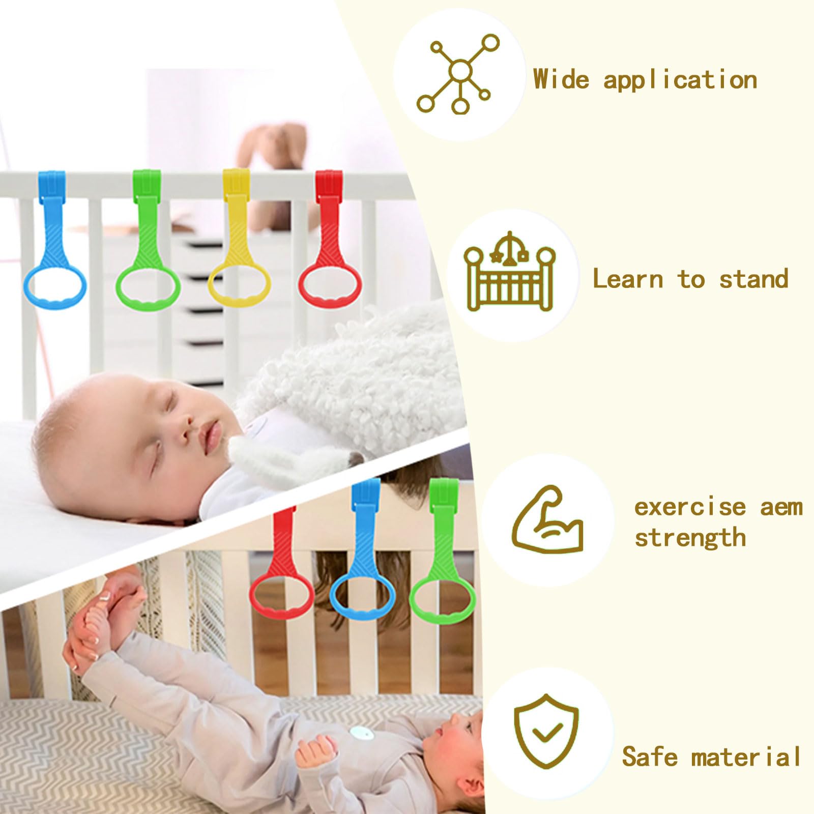 Anneau Parc Bebe, 4 Pièces Anneaux pour Lit Bébé et Parc, Anneau de Lit Bébé, Anneaux pour l'entraînement de l'équilibre, Idéaux pour Aider Le Bébé à Se Lever du Berceau