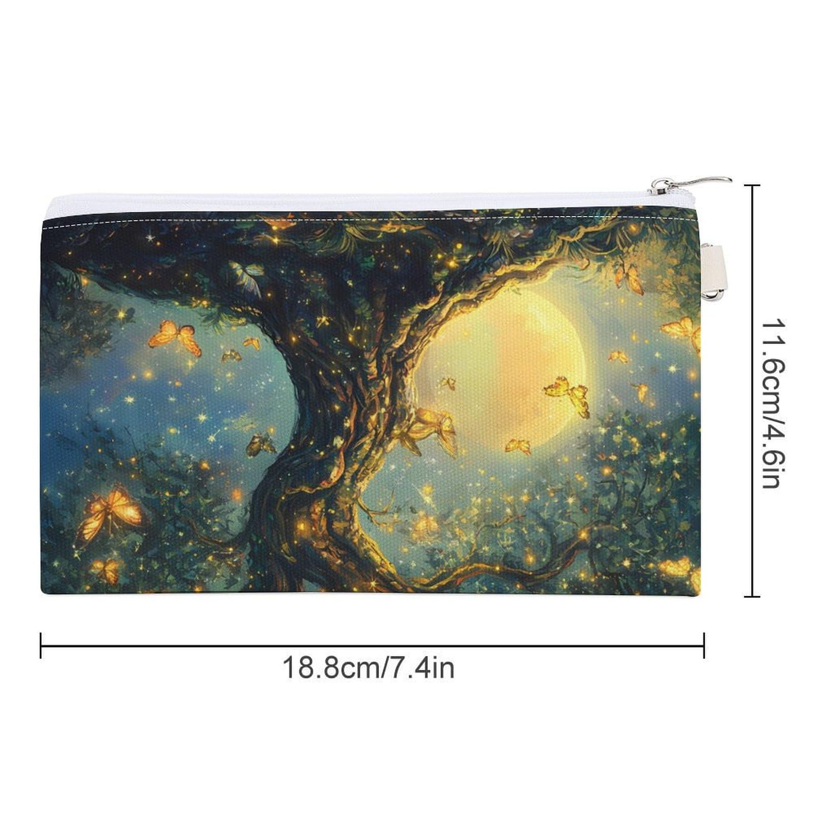 Butterfly Tree of Life Coin Purse Canvas Change Pouch Portable Pocket Wallet Mini Storage Bag with Zippered Keychain