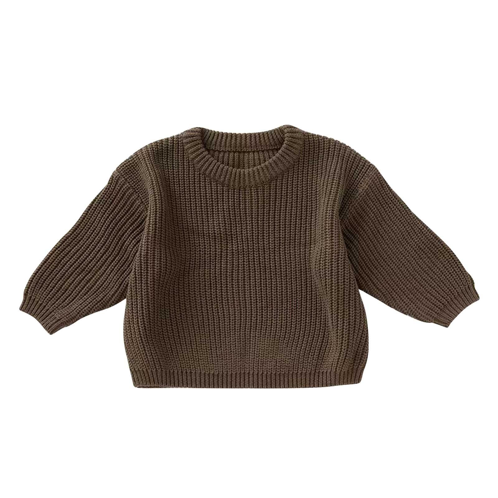 Personalisierte Pullover Baby 3 Monate - 5 Jahre Strickpullover Kleinkinder mit Name Stickerei Warm Pulli Einfarbige Winterkleidung Jungen/Mädchen Gestrickt Sweatshirt Kinder Herbst Winter Oberteile