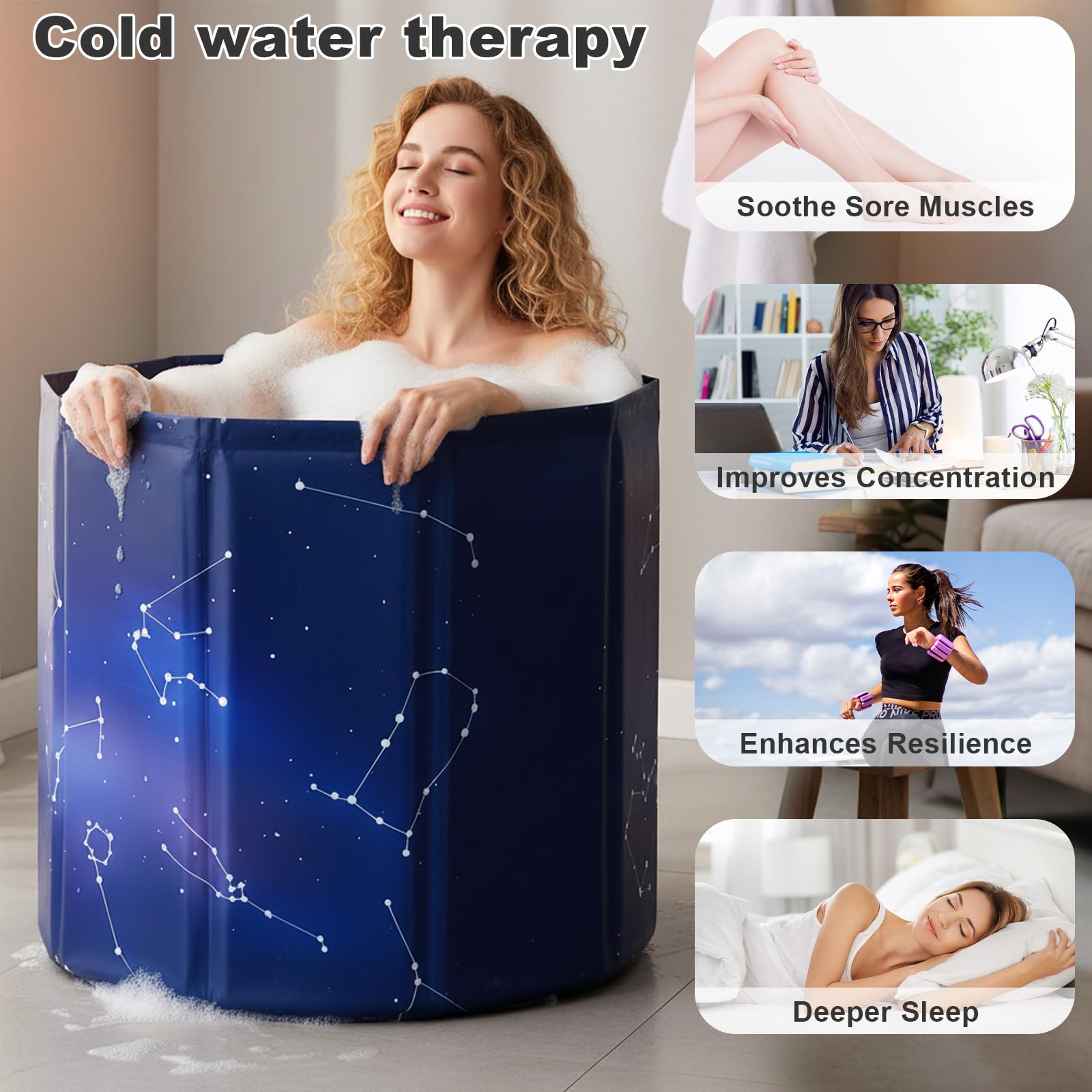 kiss me Vasca da bagno portatile per adulti, 65 x 80 cm, vasca da bagno pieghevole per adulti, vasca da bagno per ghiaccio e bagno caldo, vasca pieghevole con strato isolante ispessito, vasca da bagno