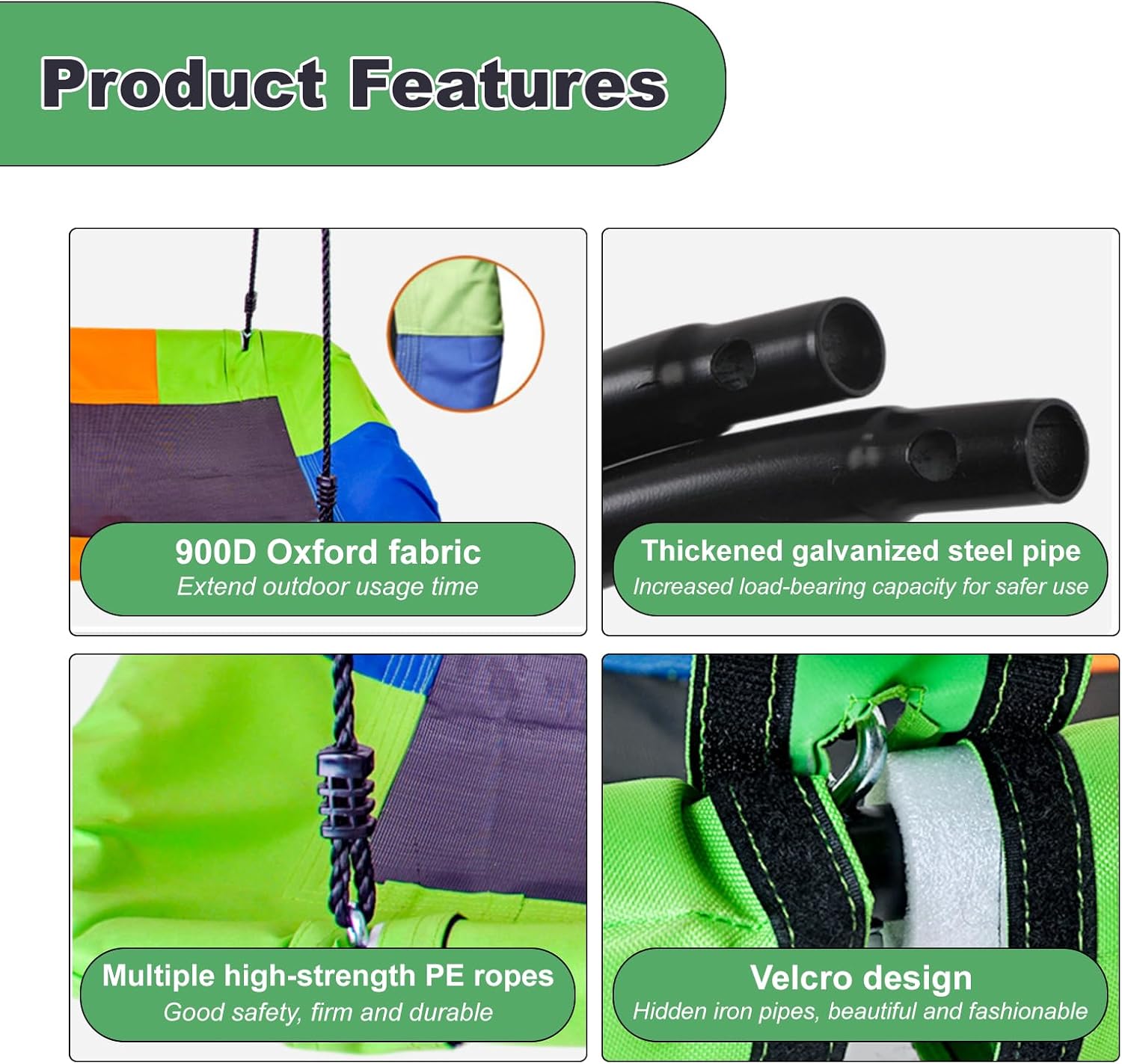 60" Platform Tree Swing, Waterproof Flying Swing Seat, 720lbs Weight Capacity, with Adjustable Hanging Straps, Swing Sets for Backyard, for Indoor and Outdoor Playground