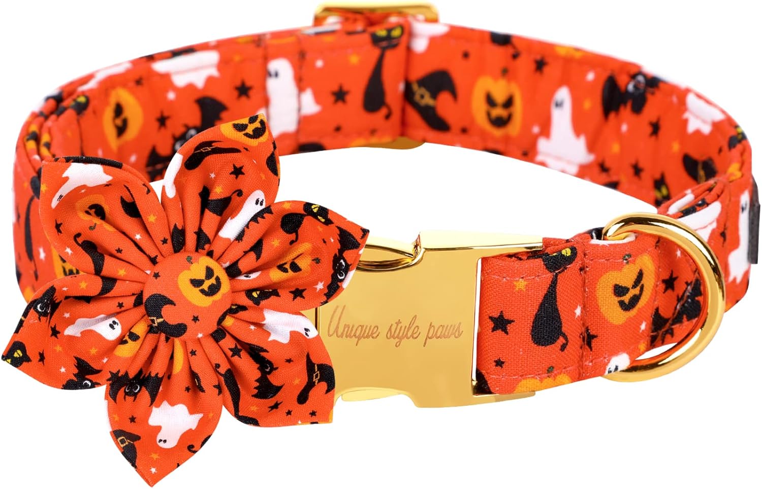 Unique style paws Halloween Dog Collar with Flower Tie