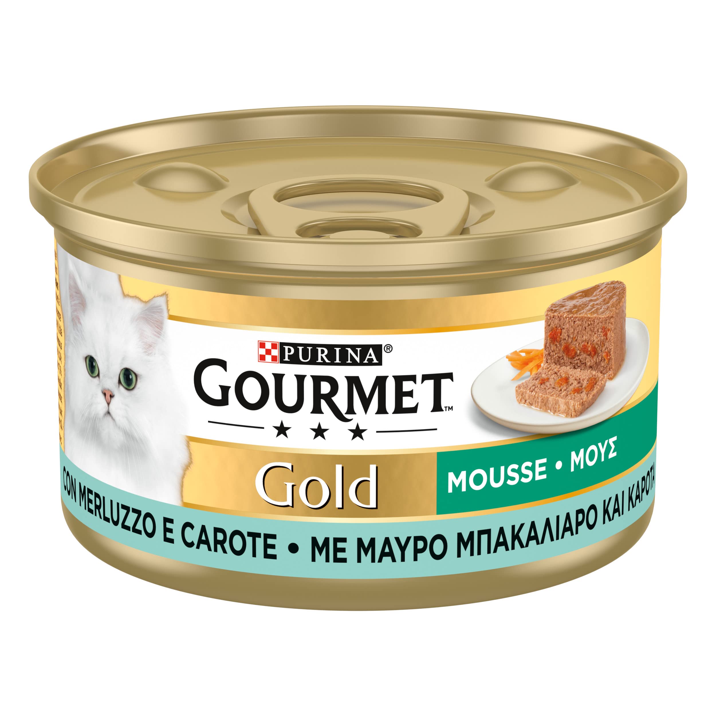 GOURMET Gold Cibo Umido per Gatti Adulti Mousse con Merluzzo e Carote 24 Lattine da 85g