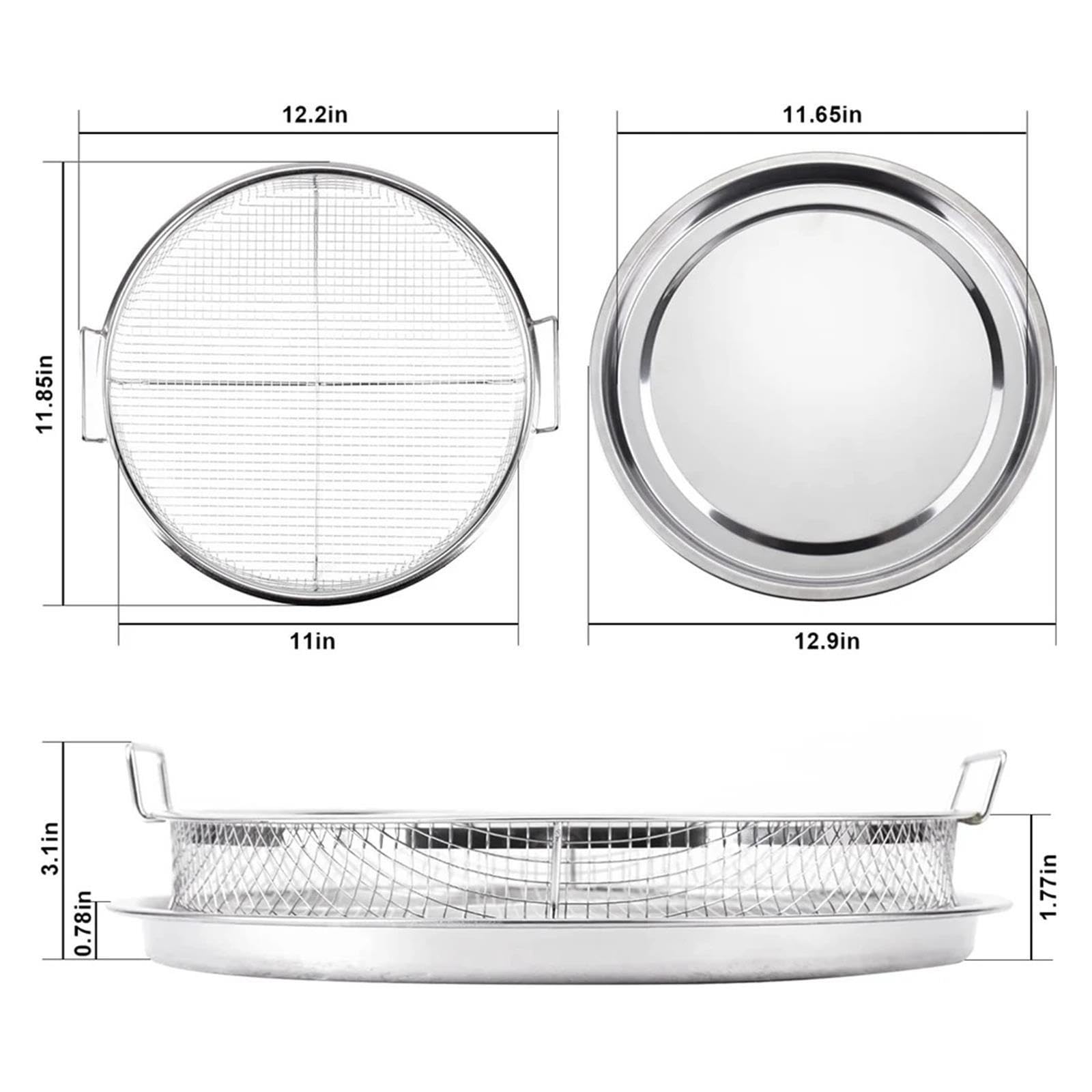 Sostituzione Cestello Rotondo For Friggitrice Ad Aria In Acciaio Inossidabile, Vassoio For Frutta E Verdura E Cestello Da 13 Pollici, Set Di Cestelli In Rete For Padella Ad Aria For Forno