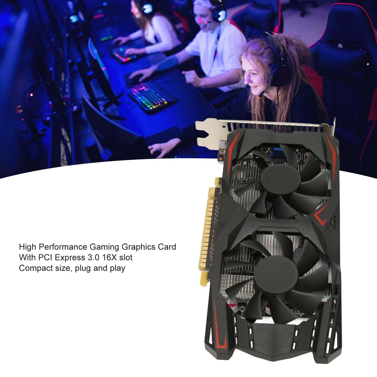 Karta Graficzna 1050Ti, Karta Graficzna do Gier 2G GDDR5 128bit 928 MHz PCI E 2.0, Karta Graficzna HDR z Wentylatorami Chłodzącymi, Obsługa DirectX11, DVI VGA, do Biura i