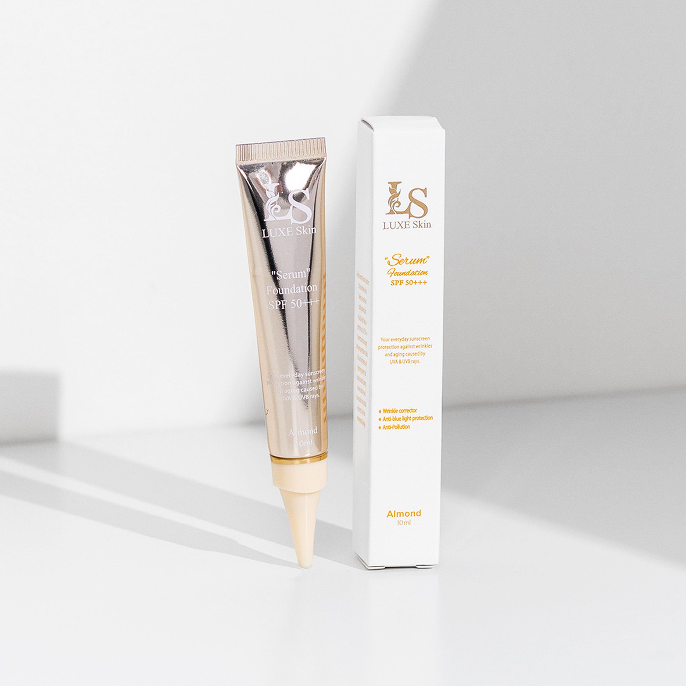 Luxe Skin Serum Foundation SPF 50+++ Travel Size 10ml by Dubai SkinCare (Almond)