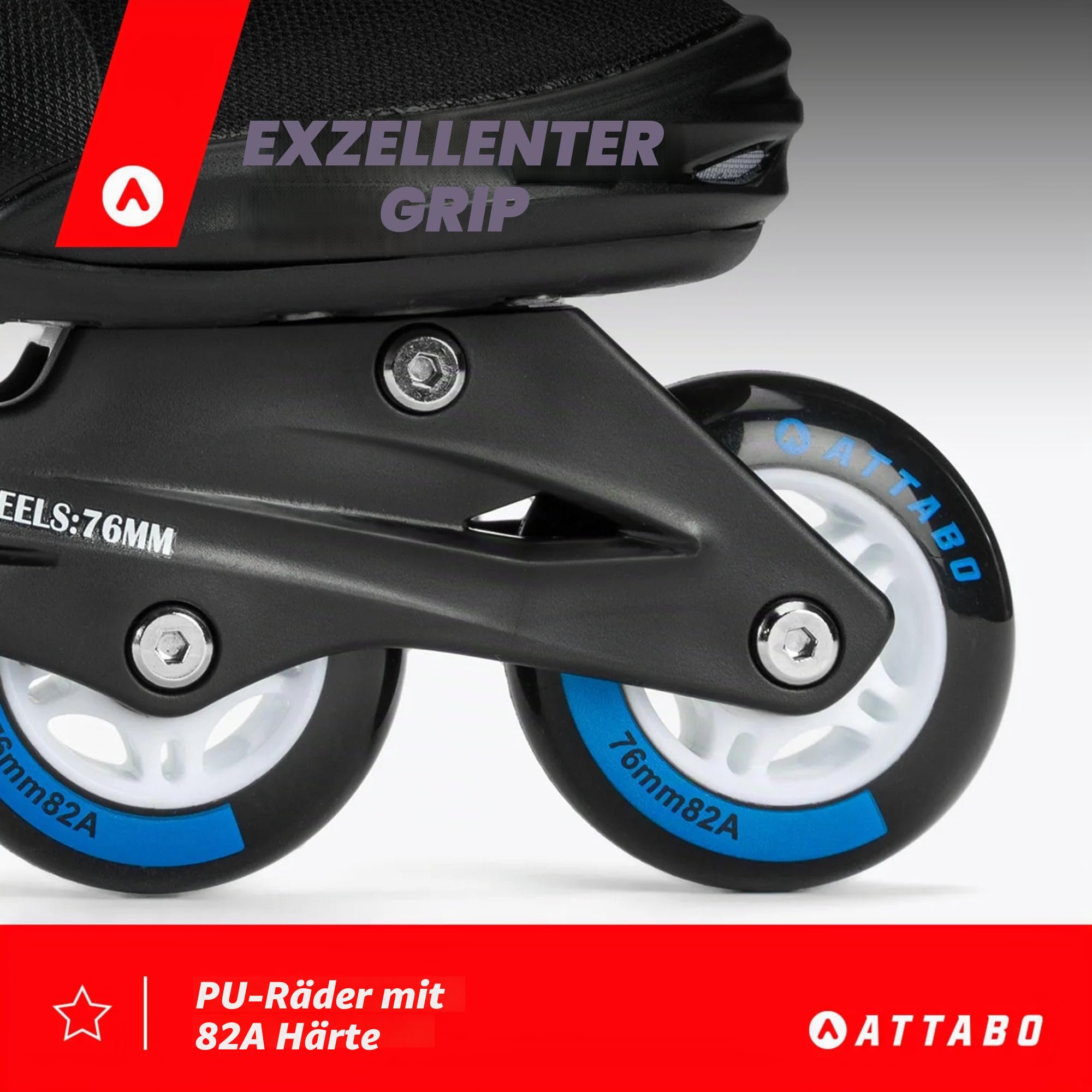 ATTABO Fitness Inline Skates Herren Cyclone Größe 40-46 EU Inliner Rollschuhe mit ABEC-7-Lager Räder PU 82A Halbharte TPR Komfort Stabilität Dreifache Anpassung Roller Skates für Männer Schwarz/Blau