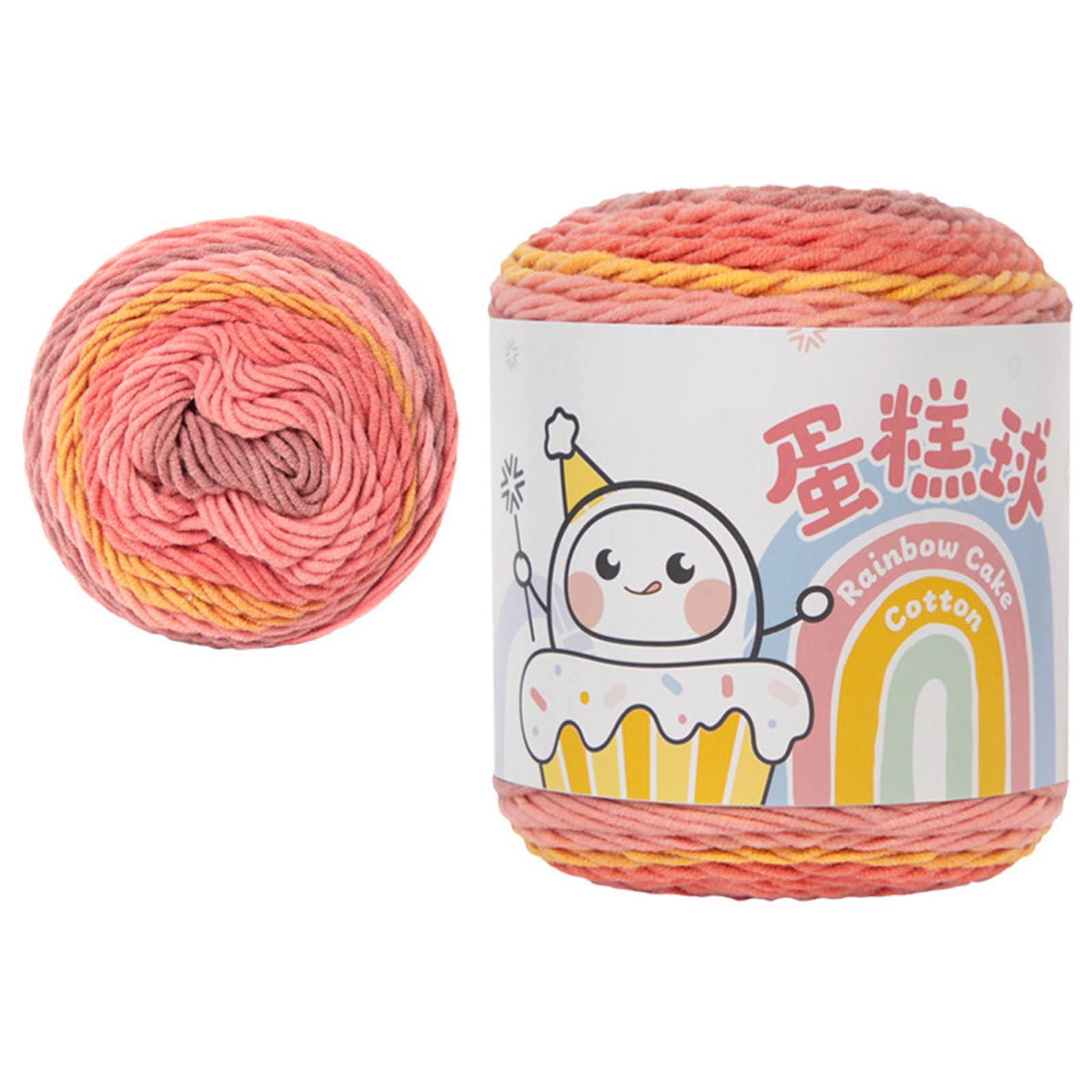 Jazuaiao Yarn Gradients Cake Yarn Crochet Multicolor Soft for Scarves Shawls Blankets Hat Gradients Cake Soft Crochet and Knitting