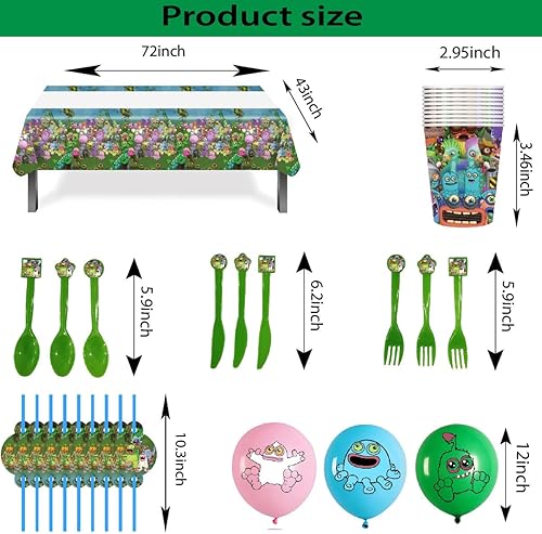 Miniatura 3 de Suministros de fiesta de cumpleaños de monstruo, decoración de fiesta de moster musical para fiesta de cumpleaños de niños con pancarta para