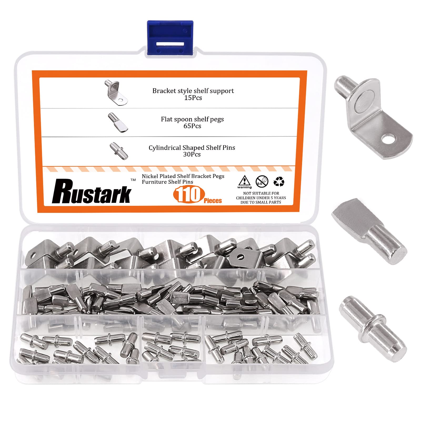 110 Pcs 3 Styles Nickel Plated Shelf Pins Bracket Peg Cabinet Furniture Shelf Pins Support Assortment Kit Perfect for Shelf Holes-image-43