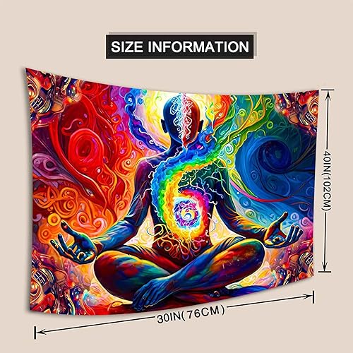 Miniatura 5 de Aidatain Tapiz de pared de meditación de yoga, tamaño 40 x 30 pulgadas, colorido arte de mandala espiritual para sala de estar, dormitorio,