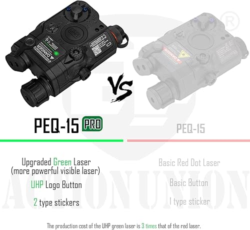 Miniatura 6 de ACTIONUNION Airsoft PEQ-15 Pro IR Laser + UHP láser verde visible + linterna LED blanca