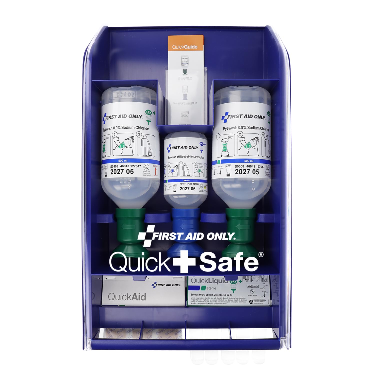 First Aid Only QuickSafe Basic Erste-Hilfe-Station | Notfallstation mit Grundausstattung für Augen- und Schnittverletzungen | hygienisch, staubgeschützt, einfach zu befüllen | P-44026 00