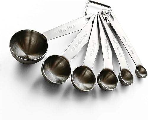 Juego de cucharas medidoras de metal, utensilios de cocina de acero inoxidable prémium para ingredientes secos y líquidos, cucharaditas de anidación
