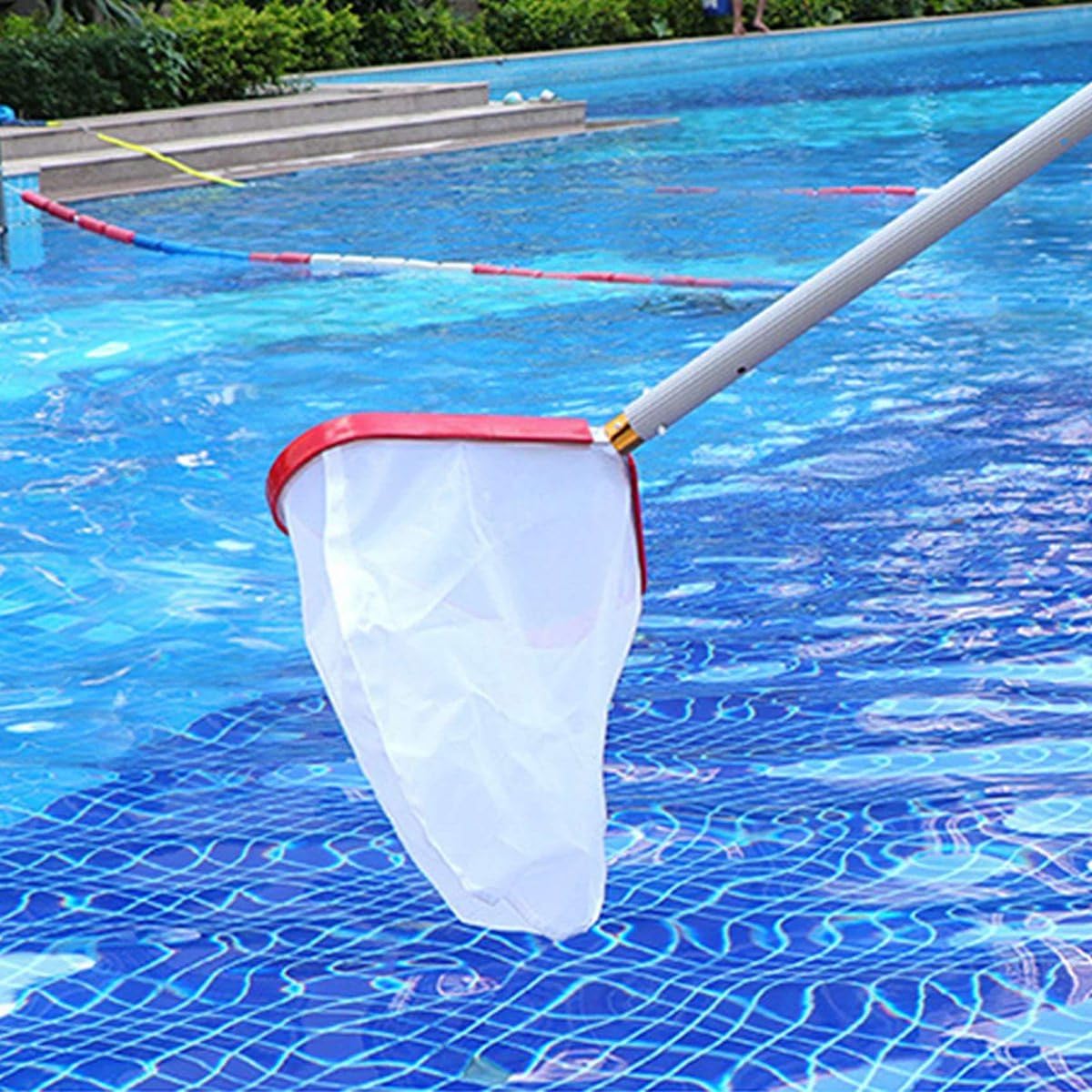 Épuisette professionnelle pour feuilles de piscine avec poignée en aluminium – Lot de 2 épuisettes en maille fine pour enlever efficacement les débris et utilisation facile