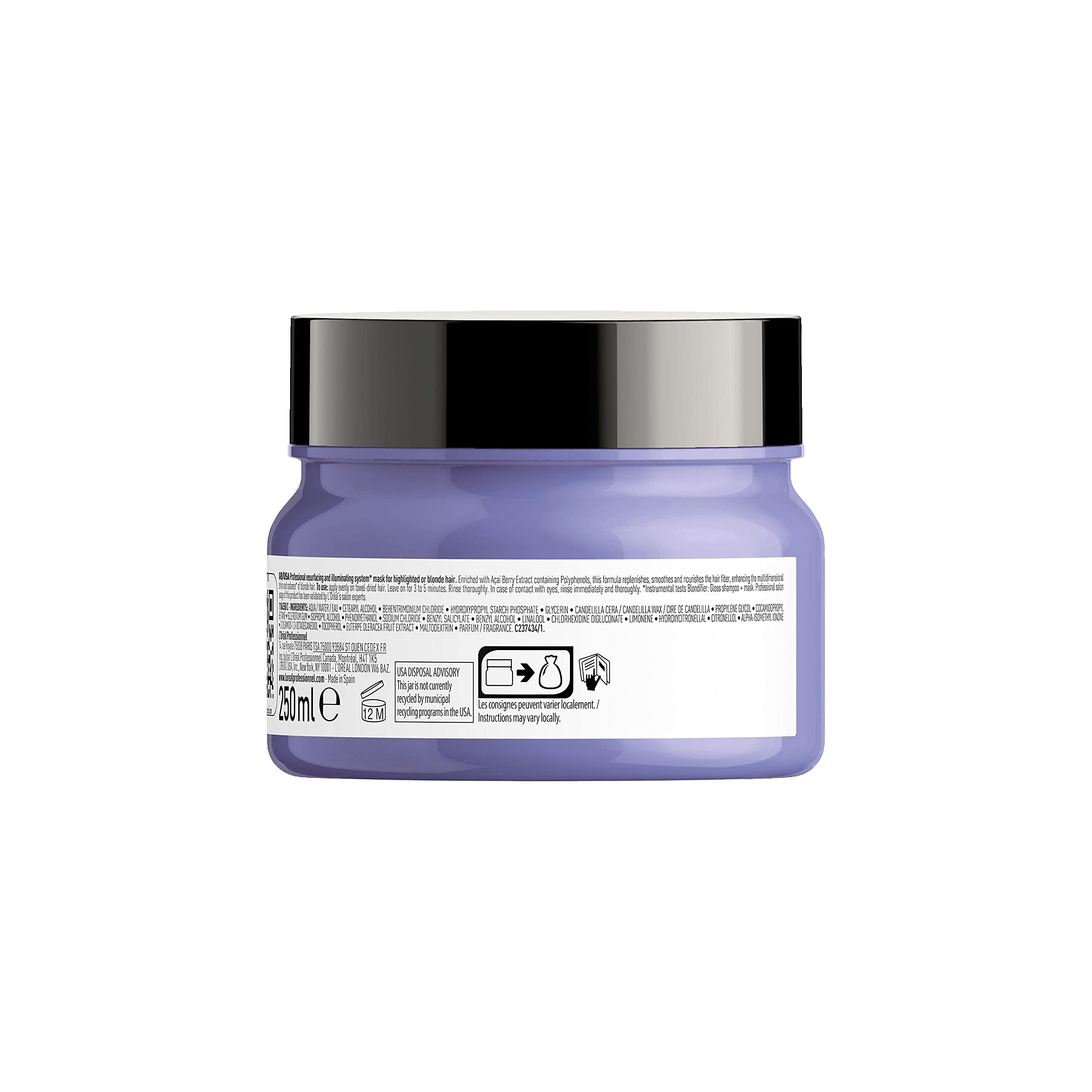 L'Oréal Professionnel | Nährende Haarmaske für blonde und blondierte Haare, Açaibeeren-Extrakt, Serie Expert, Blondifier Maske