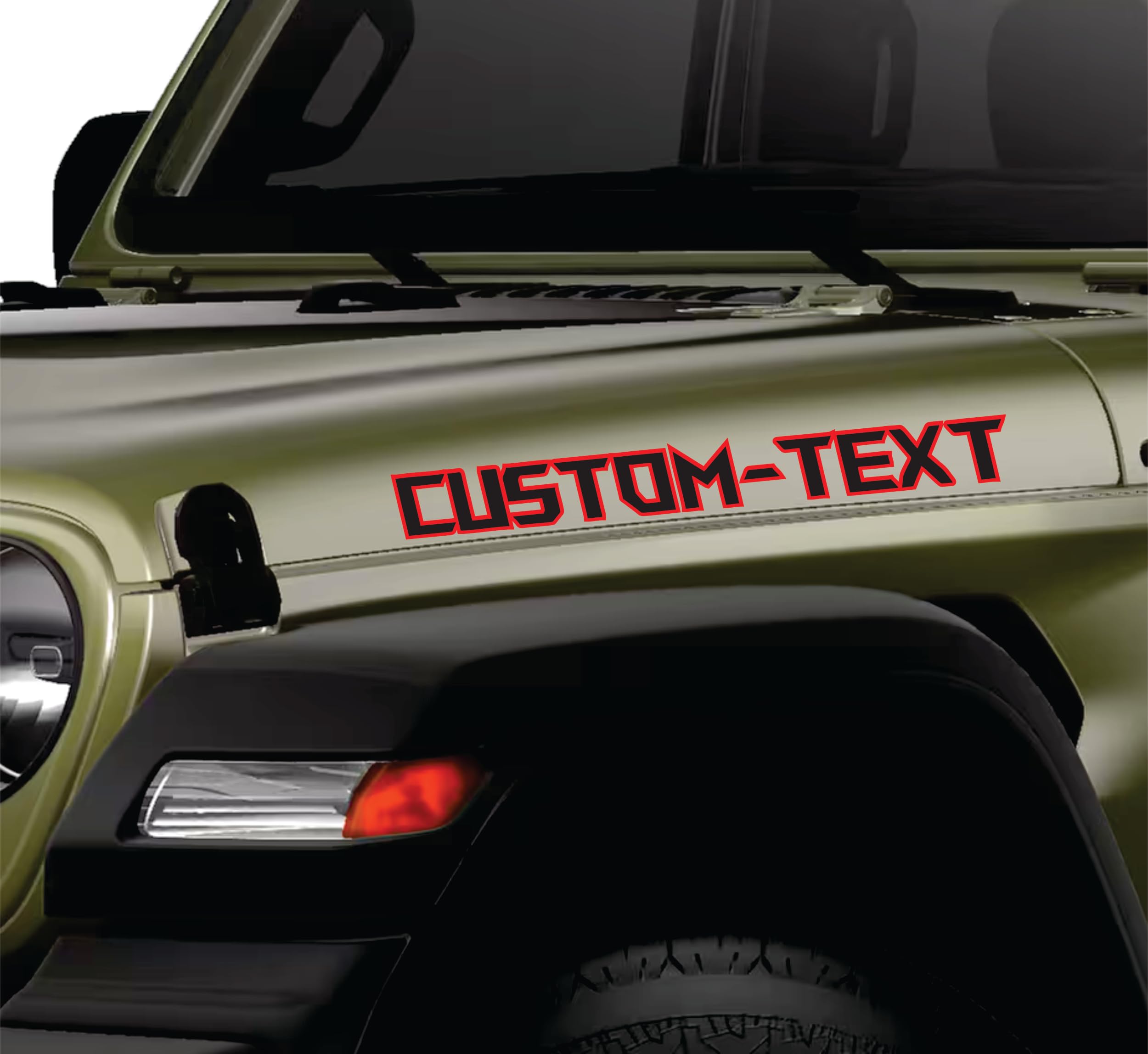 Set of 2 Your Own Cool Custom Text Name Decal Compatible with All Jeeps Wrangler Gladiator JK TJ YJ CJ Hood (Double Color)