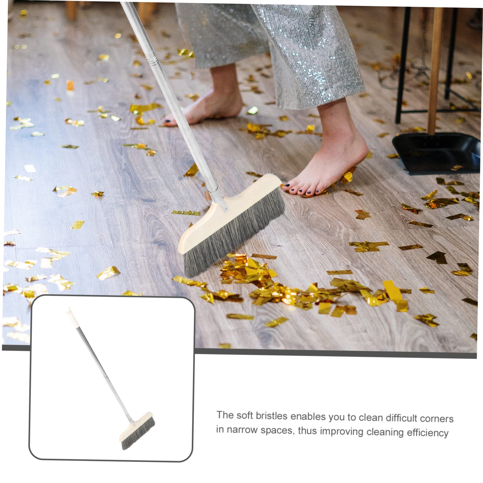 FRCOLOR Detachable Soft Broom with Long Handle Versatile Floor for Home and Office for Dust Hair Carpets Ergonomic Design for Easy Use and Storage