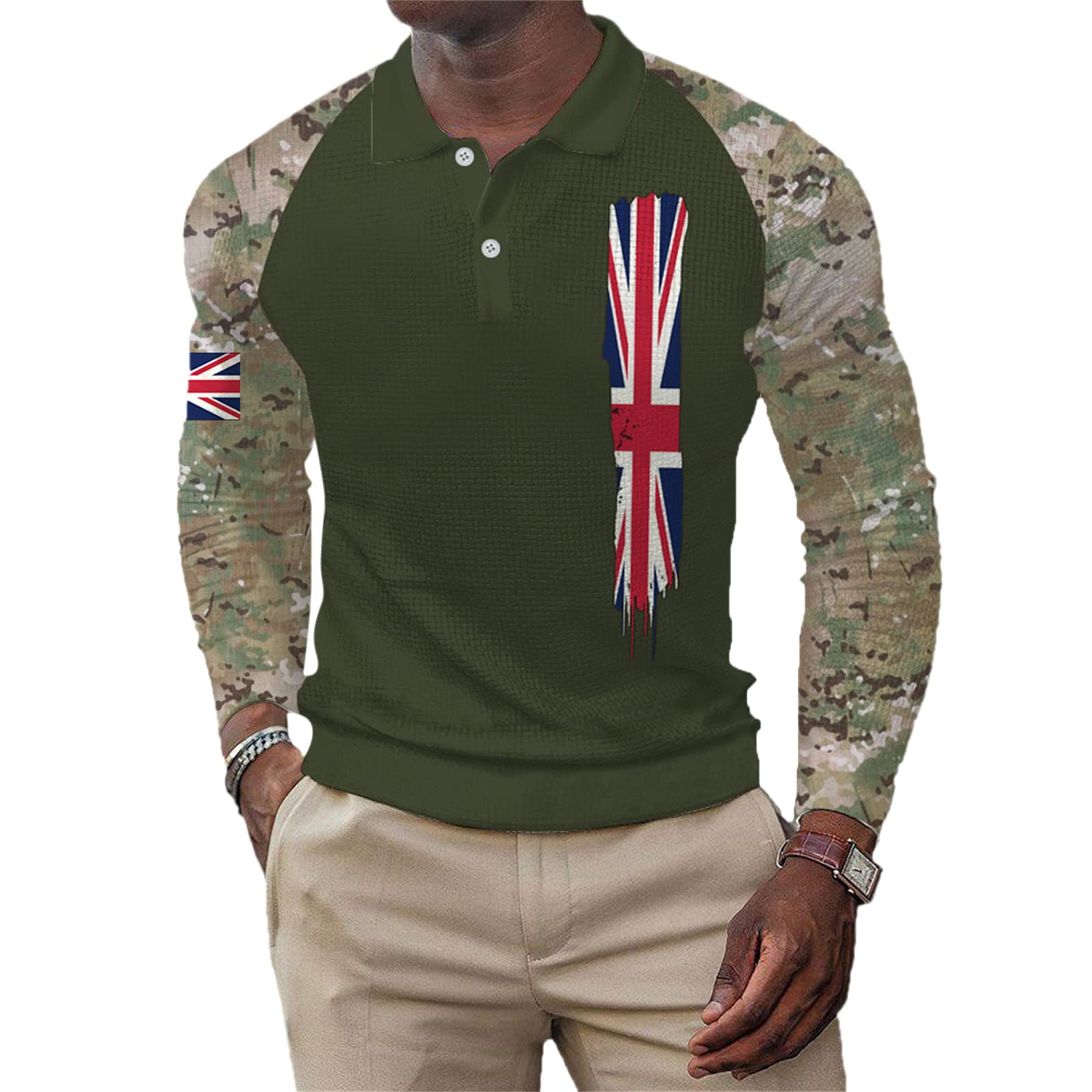 Men's Casual Polo Shirt Turn-Down Collar Button Long Sleeve T-Shirt Fashion Casual Polo Shirts Streetwear Golf Polo Blouse