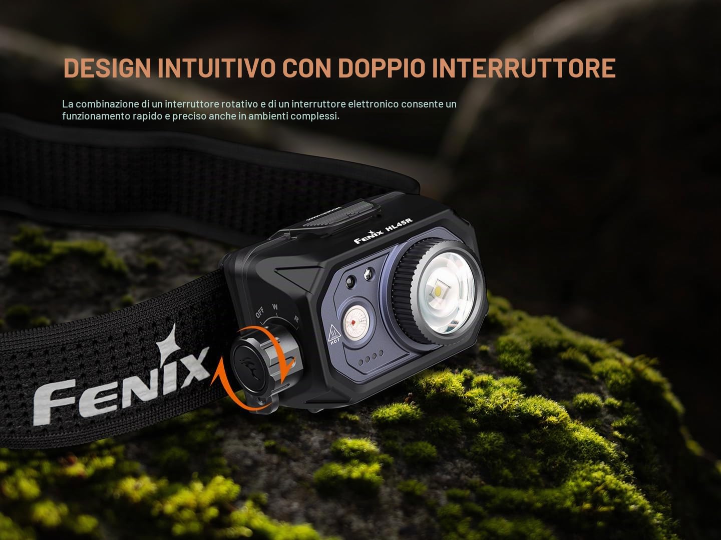 Fenix HL45R - Lampada frontale con zoom, 1000 lumen, ricaricabile USB-C, doppio combustibile, 3 batterie AAA, sensore gestuale, messa a fuoco regolabile con proiettore, faretto, luce rossa e organizer
