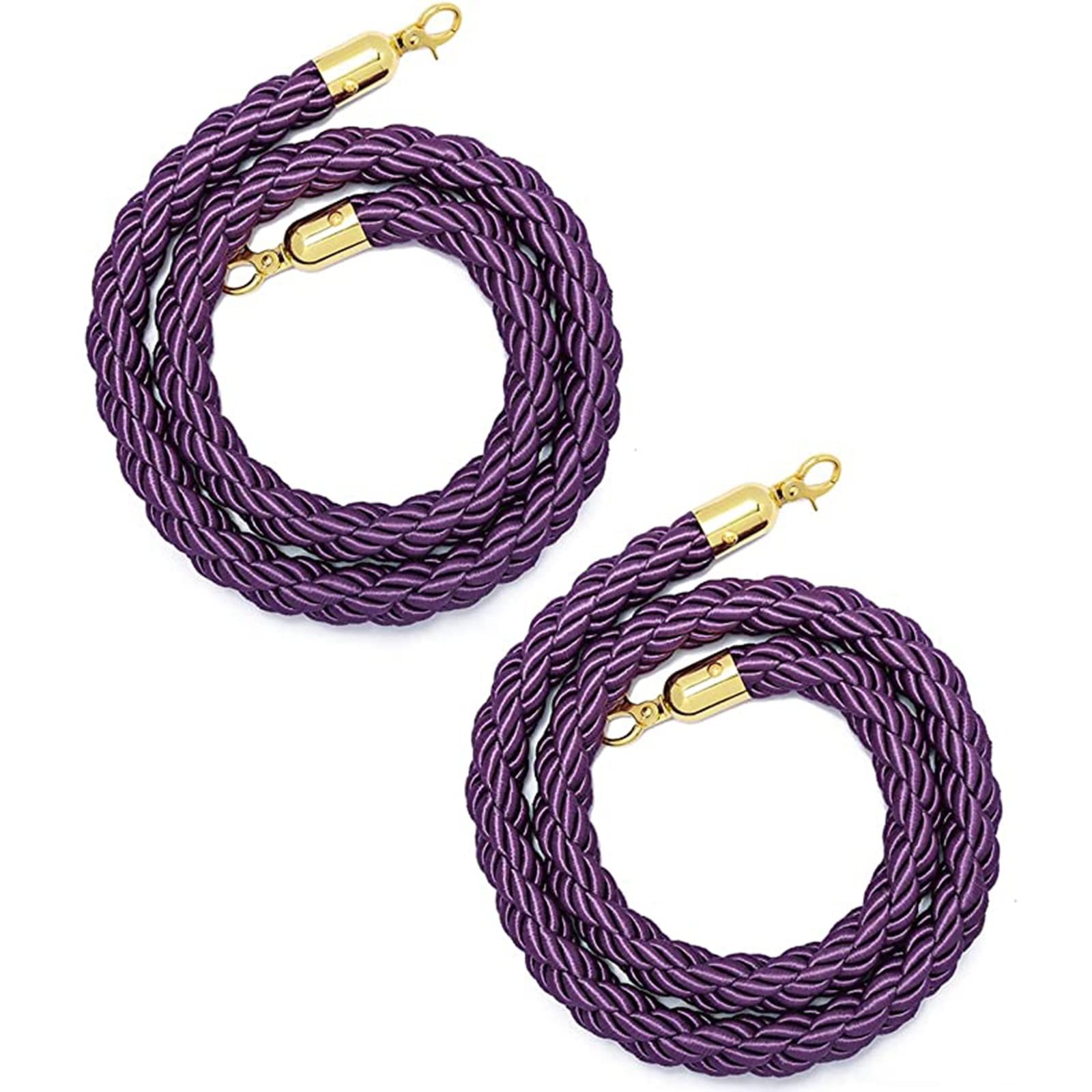 GDMDPTE 1.5m Heavy-Duty Velvet Rope Barrier - Elegant Twisted Hemp Stanchion for Crowd Control at Events Theaters & Hotels - Queue Management Solution