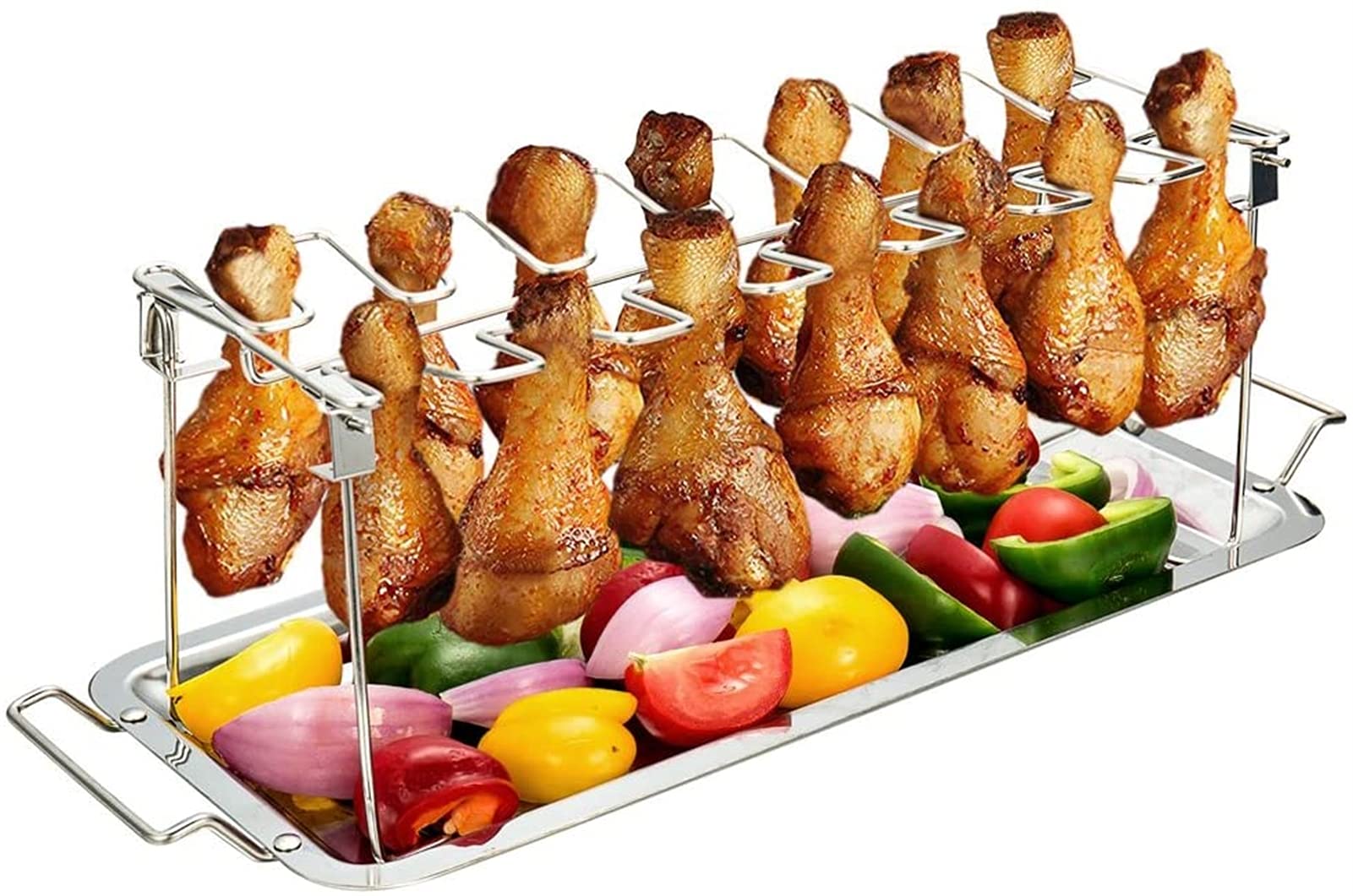 Soporte Asador De Pollo SANOU - Acero Inoxidable, Con Bandeja De Goteo, Para Horno Y Barbacoa