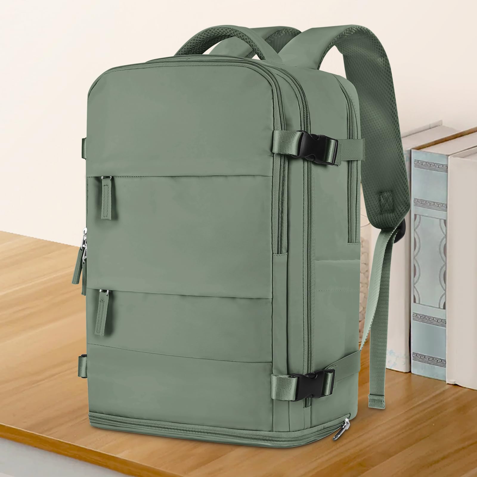 coowoz coowoz Travel Backpack For Women Men,Carry On Backpack,Hiking Backpack Waterproof Outdoor Sports Rucksack Casual Daypack Travel Essentials(Olive Green) in use