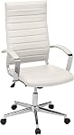 Amazon Basics High-Back chaise de bureau pivotante avec rembourrage Puresoft côtelé - Blanc, Support Lombaire, Style Moderne