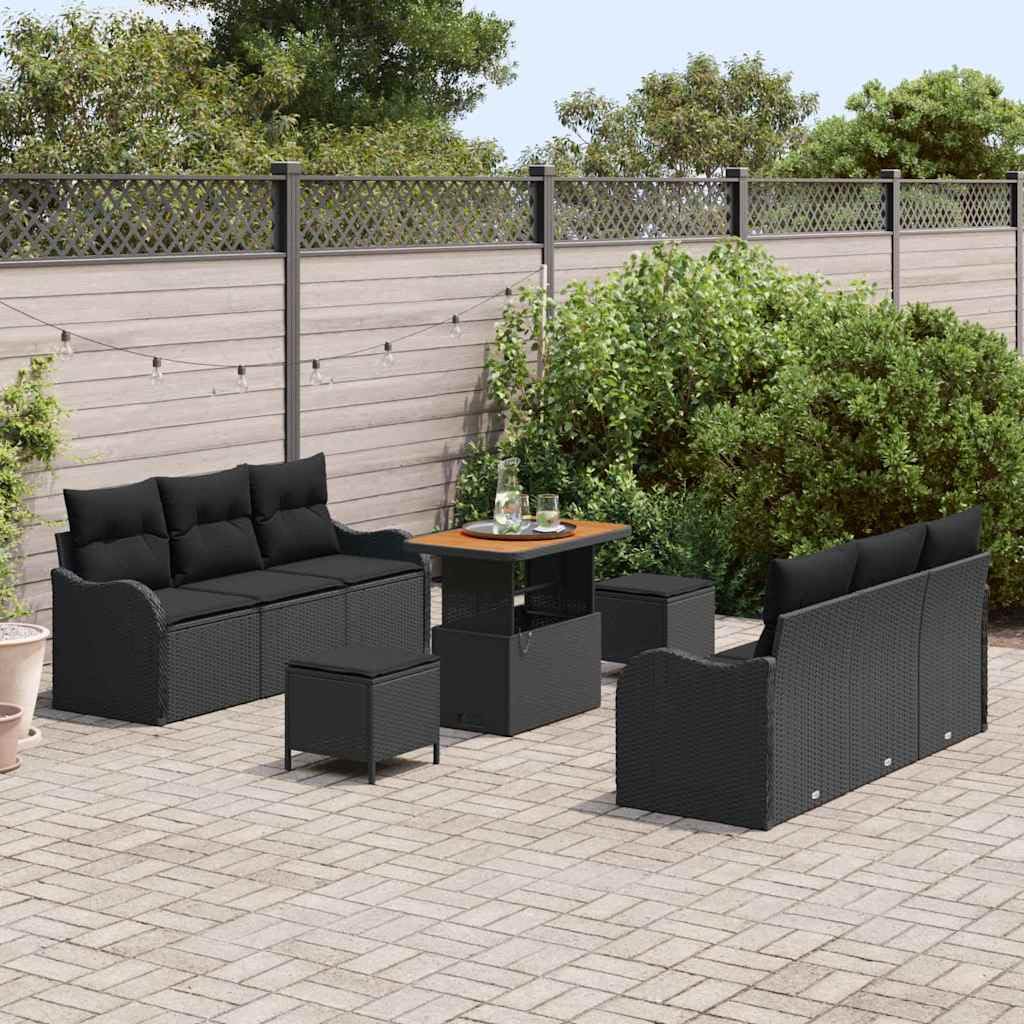 SYDE Zestaw Sofa Ogród 9-częściowy 8-osobowa Czarny