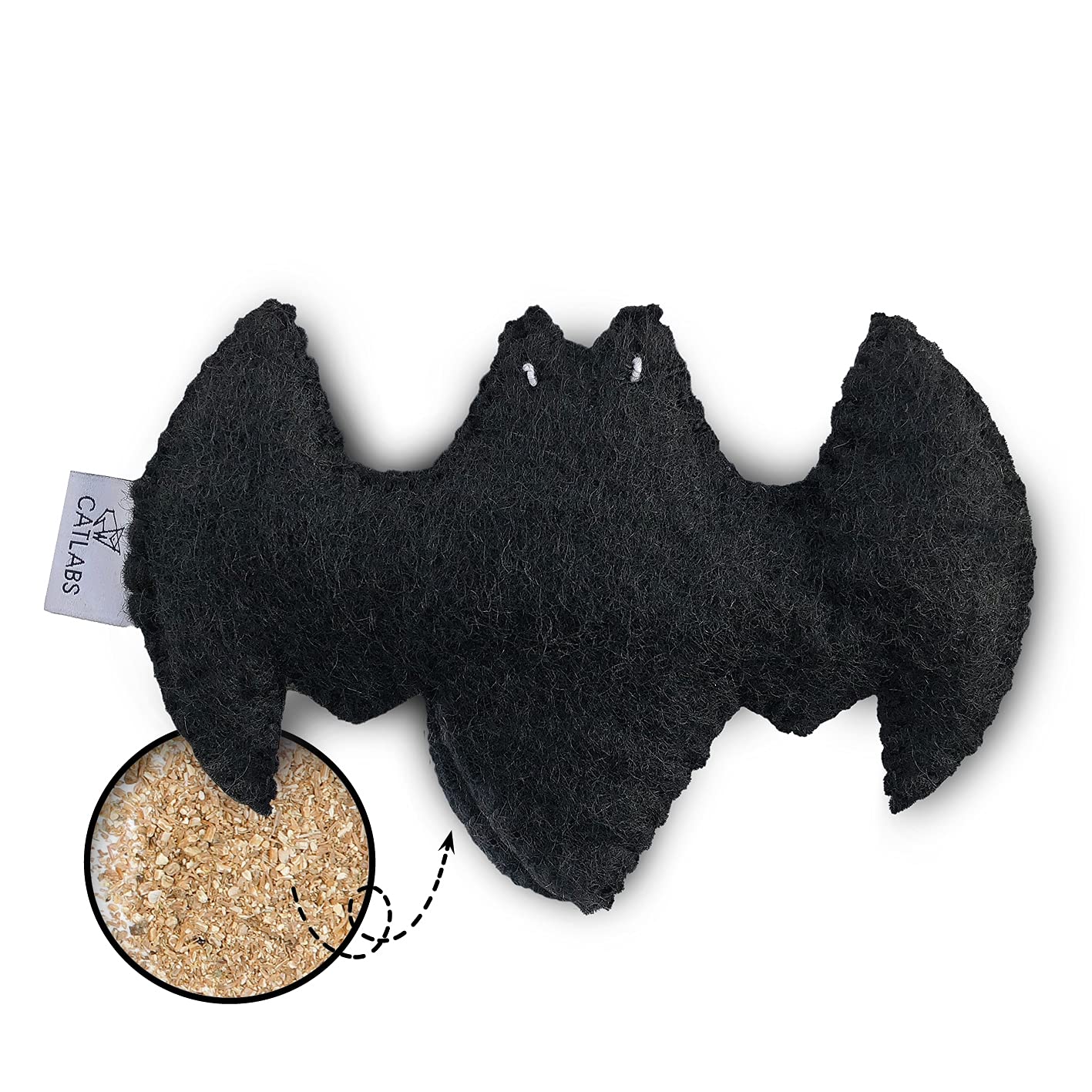 CATLABSSustainable Cat Toy 'Fluffy Bat' with Valerian Root, Fair Handmade for Your Cat, Natural Sheep's Wool Without Polyester, Filling 100% Valerian Root, Refillable